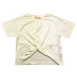 Vicolo Einfarbiges Rundhals-T-Shirt mit Knoten Creme für Mädchen