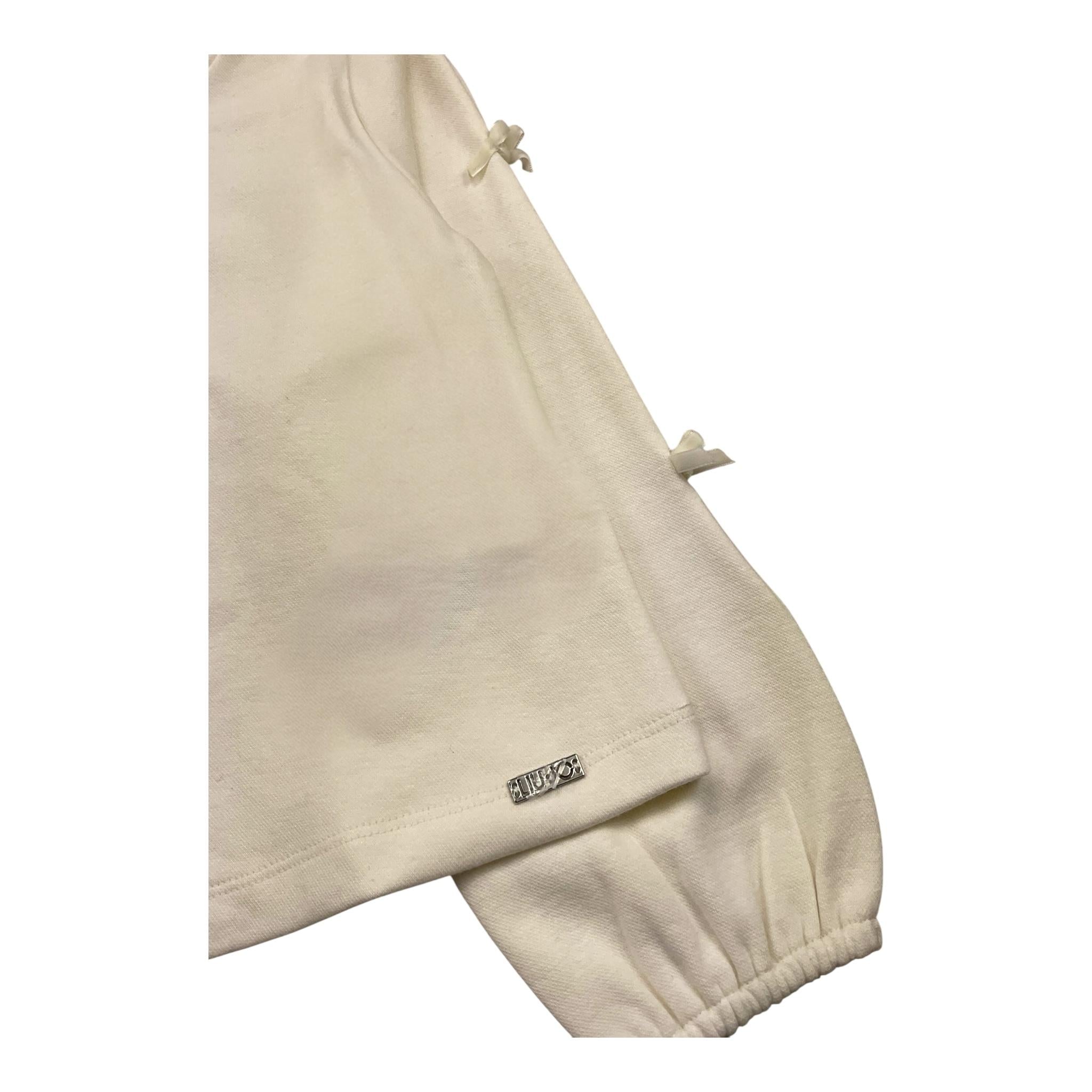 LIU JO felpa chiusa girocollo tinta unita con fiocchi Panna per Bambina KF4115 PANNA LIU JO 