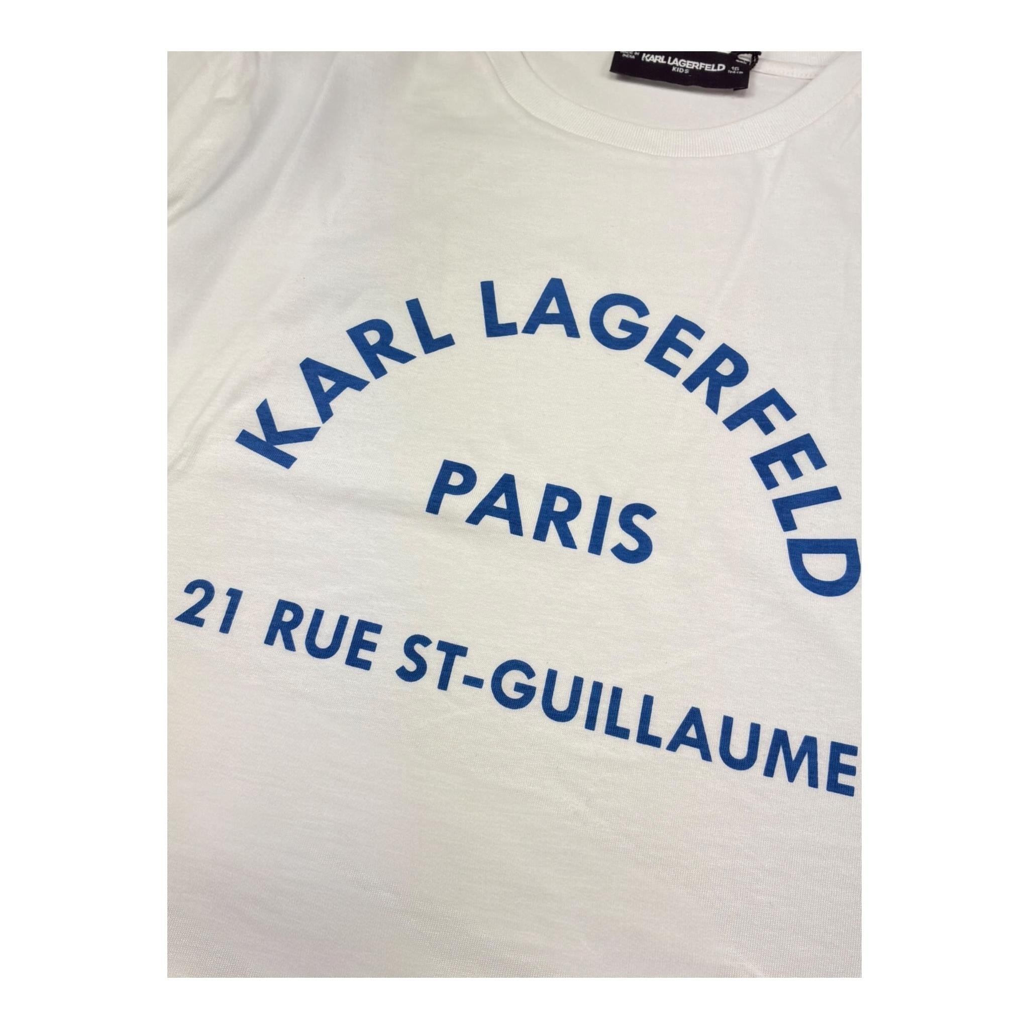 Karl Lagerfeld T-Shirt Girocollo Tinta Unita con Logo per Bambino Z30439J BIANCO KARL LAGERFELD 
