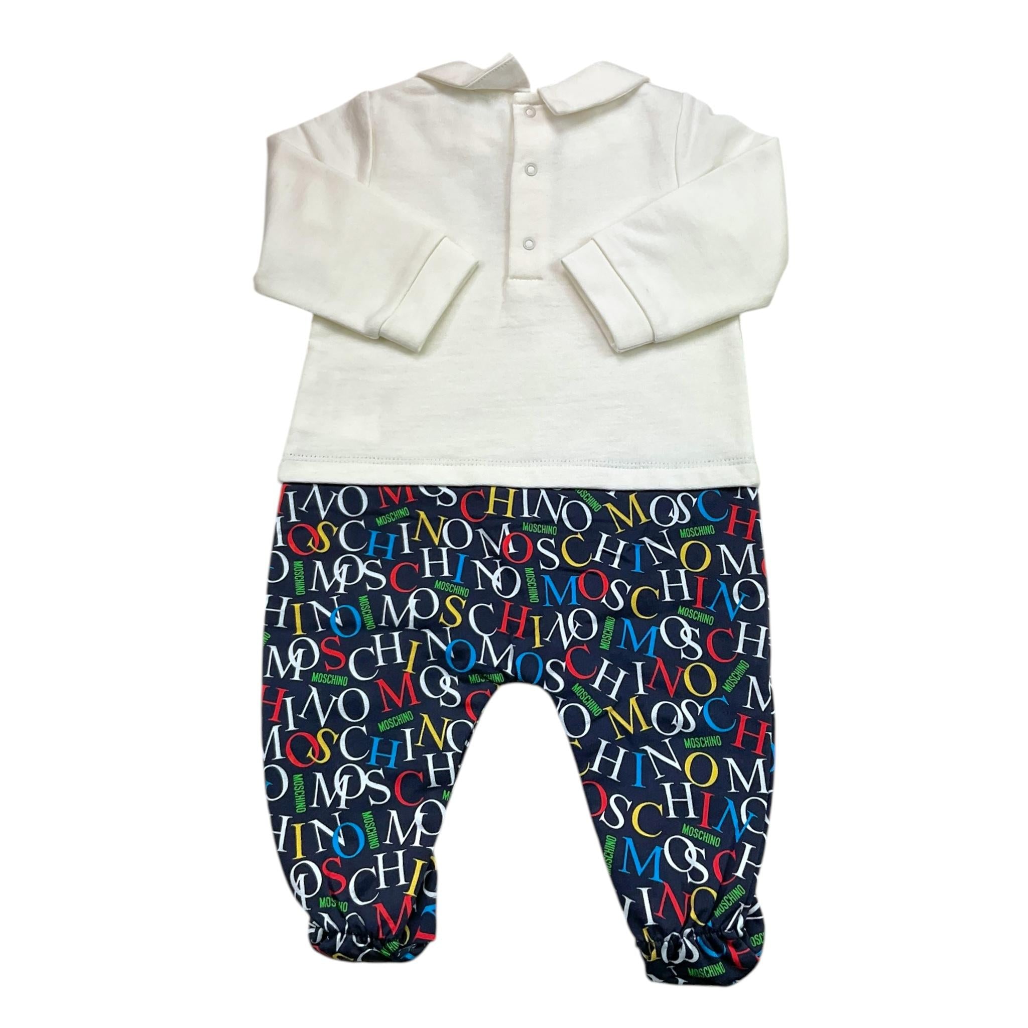MOSCHINO tutina tinta unita con stampa Bianco per Neonato MMY06Z BIANCO MOSCHINO 