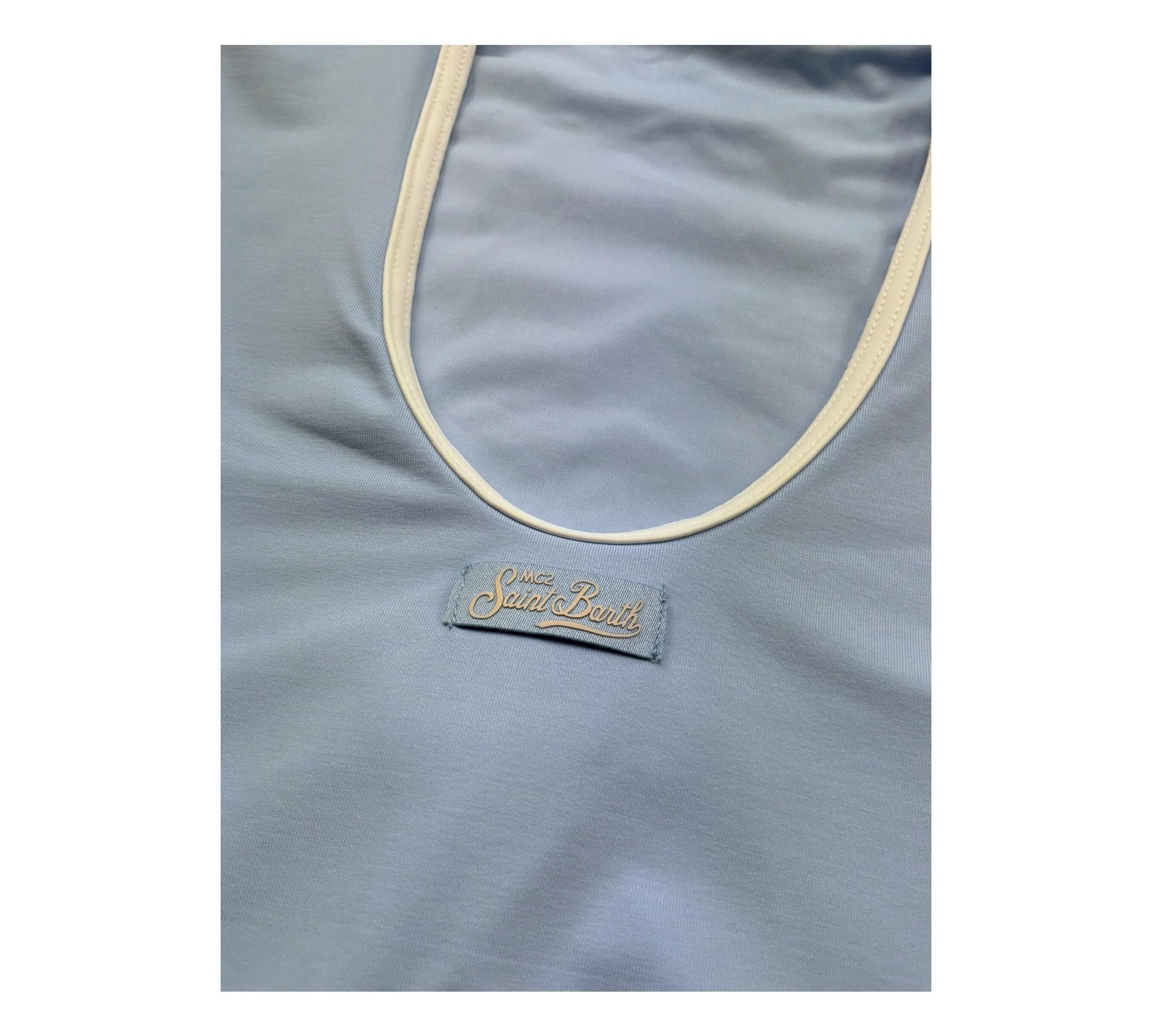 Saint Barth Costume Intero Tinta Unita  per Bambina CARASTRING AZZURRO SAINT BARTH 