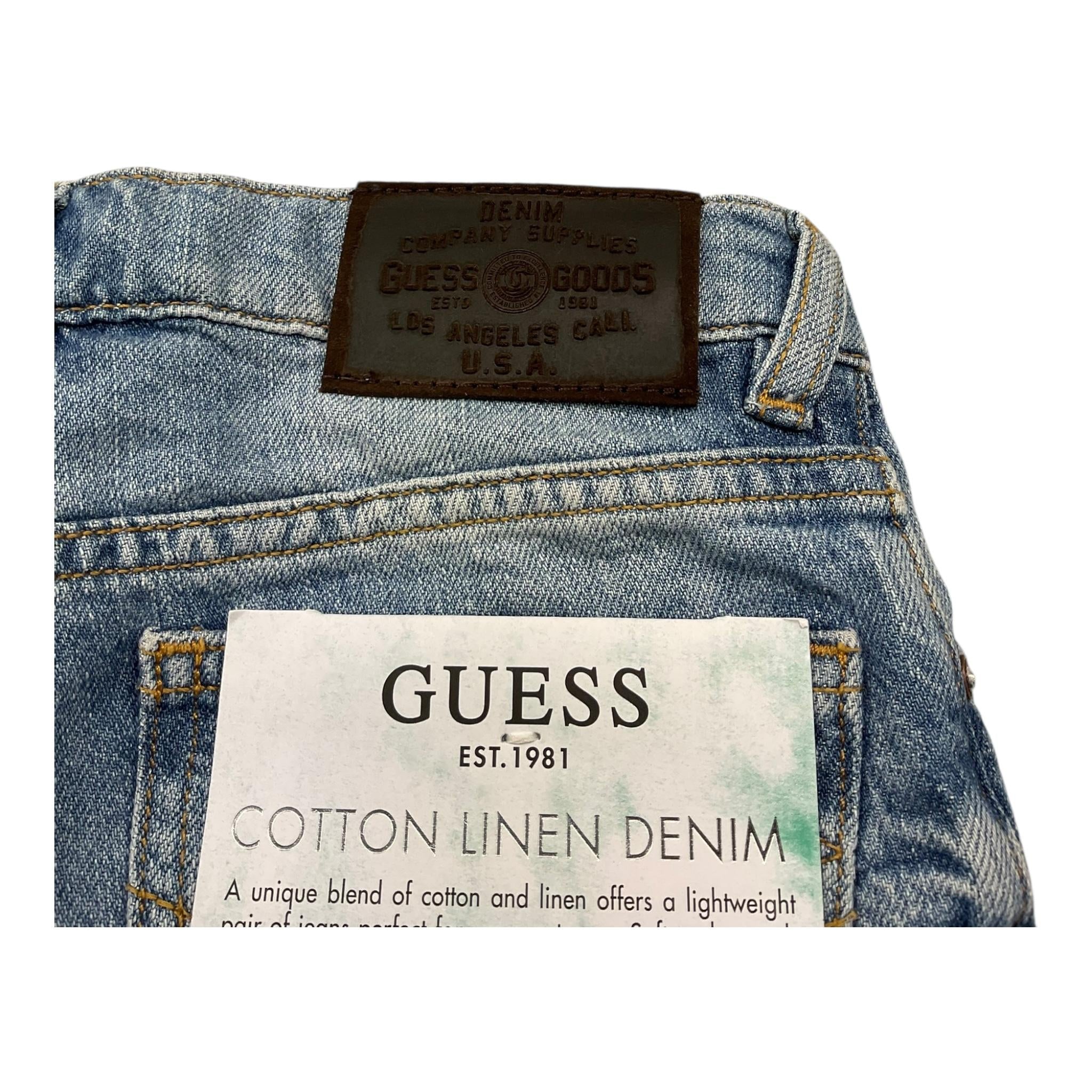 Guess Bermuda In Denim Tinta Unita con Girovita Regolabile per Bambino N2GD01D4MI2 AZZURRO GUESS 