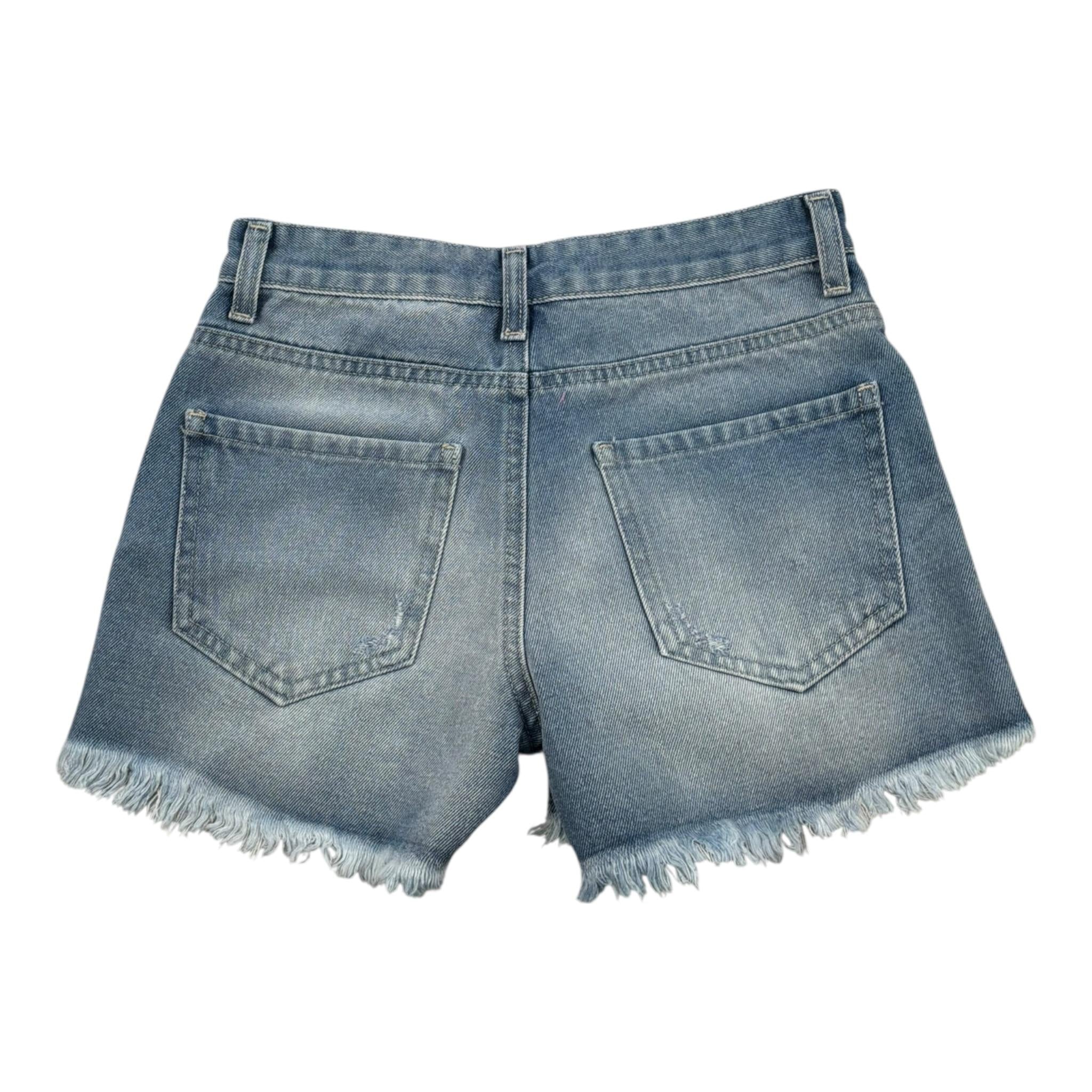 Lu Lu By Miss Grant Short In Denim tinta unita con Strappi Azzurro per Bambina LL2770 AZZURRO LU LU BY MISS GRANT 
