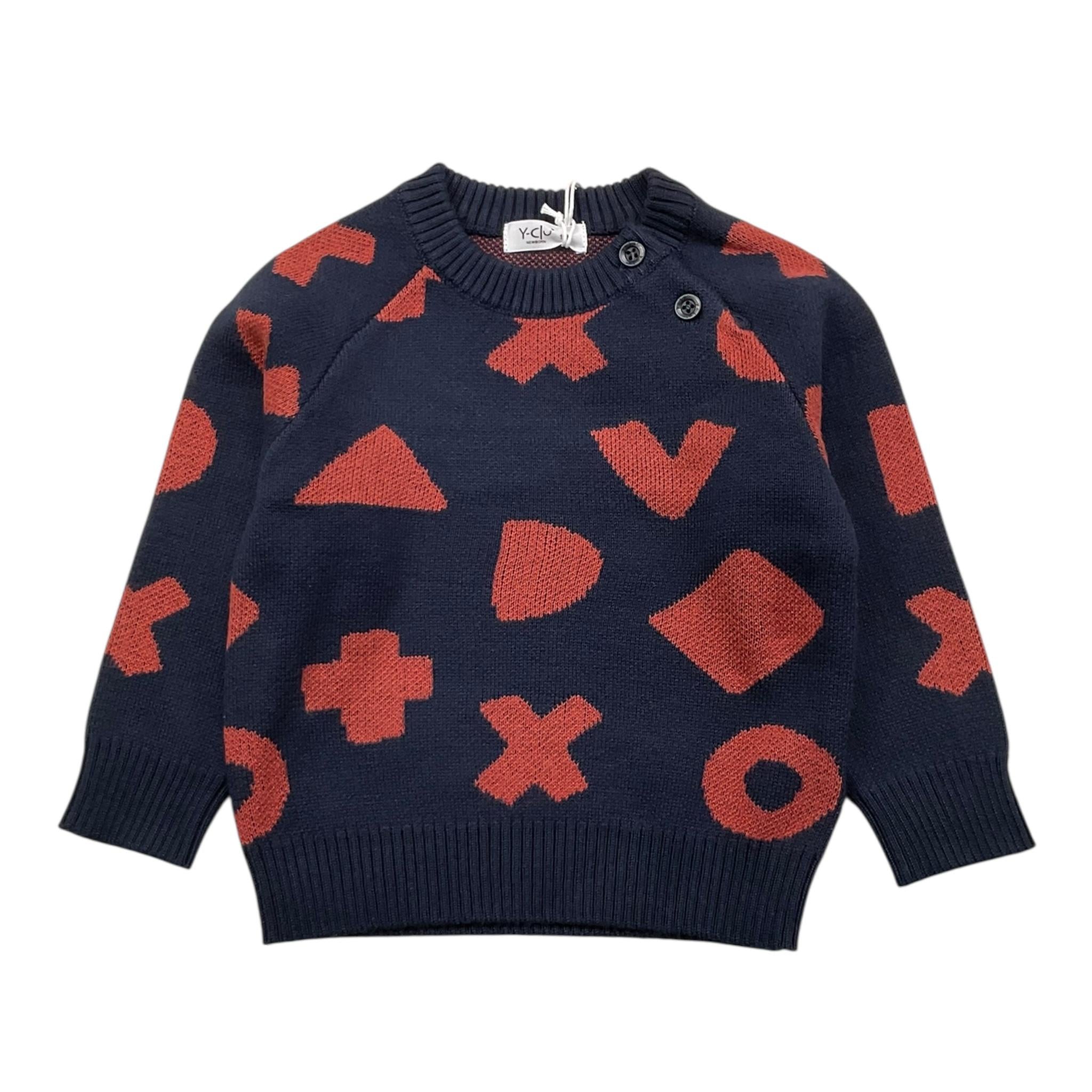 Y-CLU maglia tinta unita girocollo con stampa Blu per Neonato BYN10715 BLU Y-CLU 