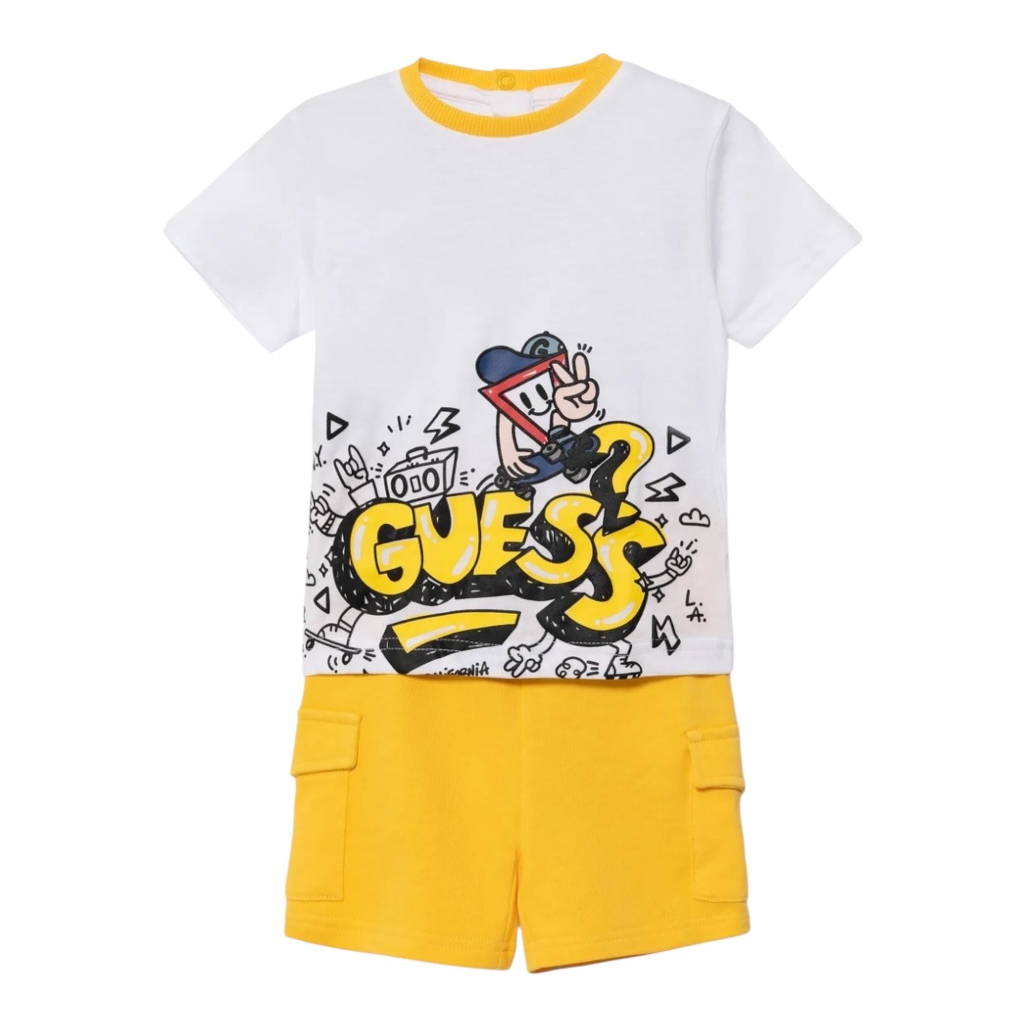 Guess Completo 2 Pezzi T-Shirt -Bermuda per Neonato I5RG06K8H BIANCO GUESS 