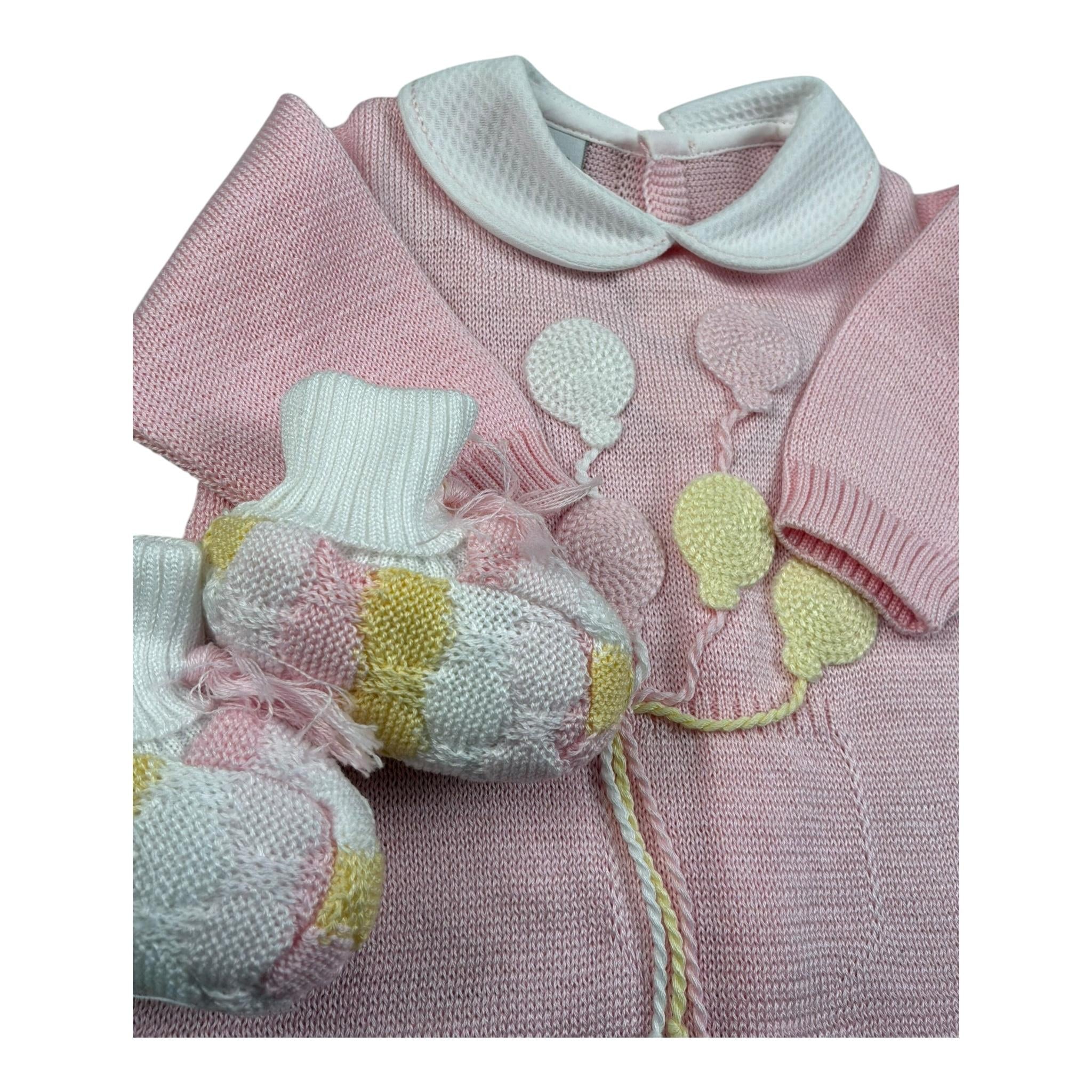 Marlu' Tutina Manica Lunga Tinta Unita con Babbucce per Neonata EL5510 ROSA MARLU' 