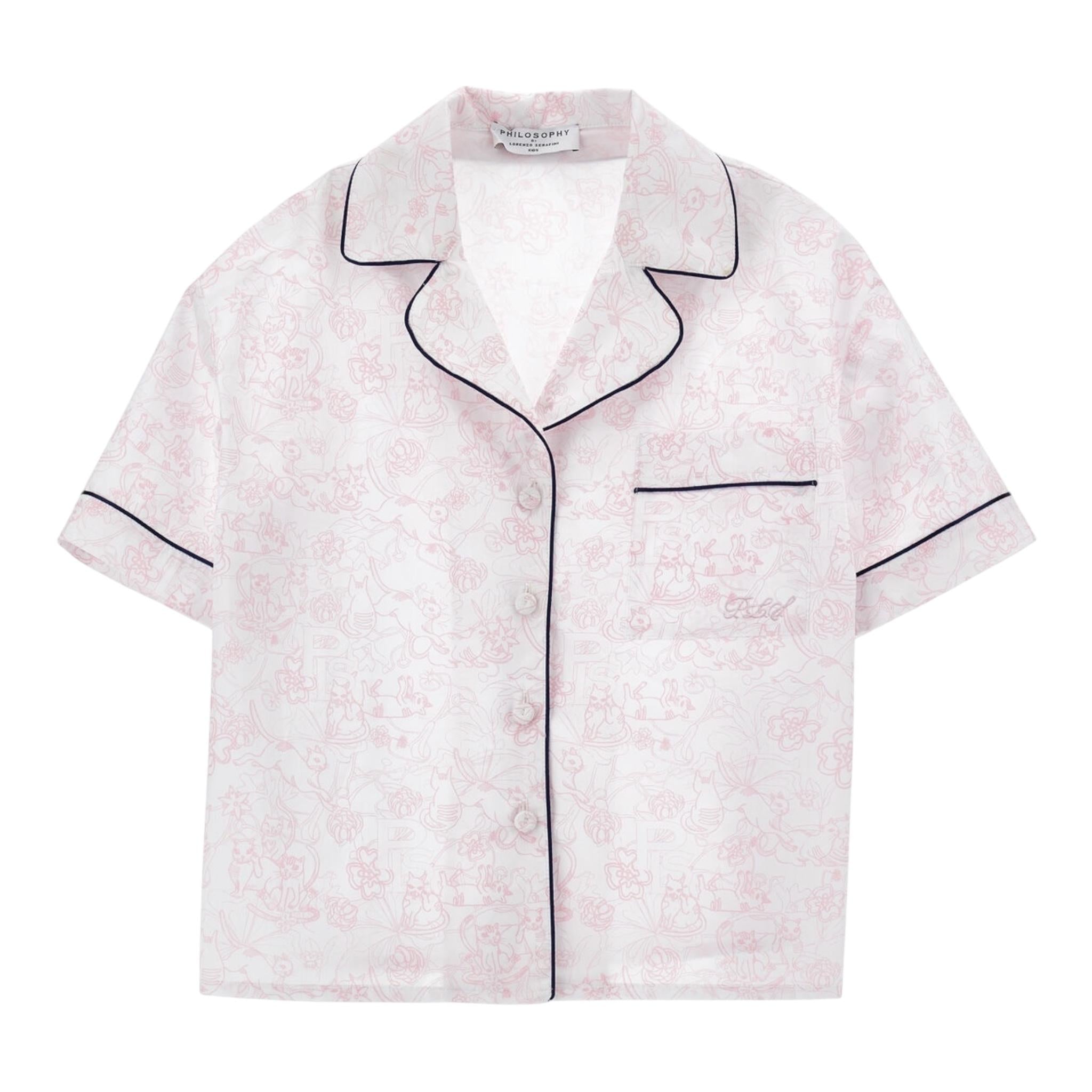 Philosophy Camicia Tinta Unita Mezza Manica con Stampa per Bambina I1E301 ROSA PHILOSOPHY 