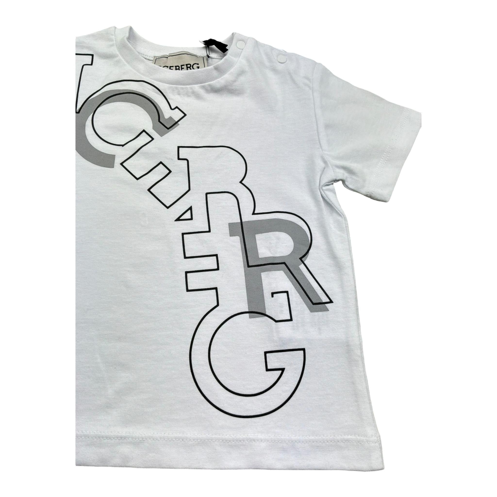 Iceberg T-Shirt Girocollo Tinta Unita con Stampa per Neonato TSICE5109BX BIANCO ICEBERG 