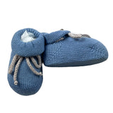 Baby Lord Babbucce Tinta Uninta Con Fiocco In Contrasto Azzurro Per Neonato