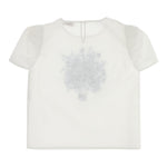 Monnalisa Camicia Mezza Manica Tinta Unita con Stampe per Bambina 719607 PANNA MONNALISA 