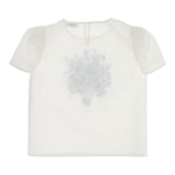 Monnalisa Camicia Mezza Manica Tinta Unita con Stampe per Bambina 719607 PANNA MONNALISA 