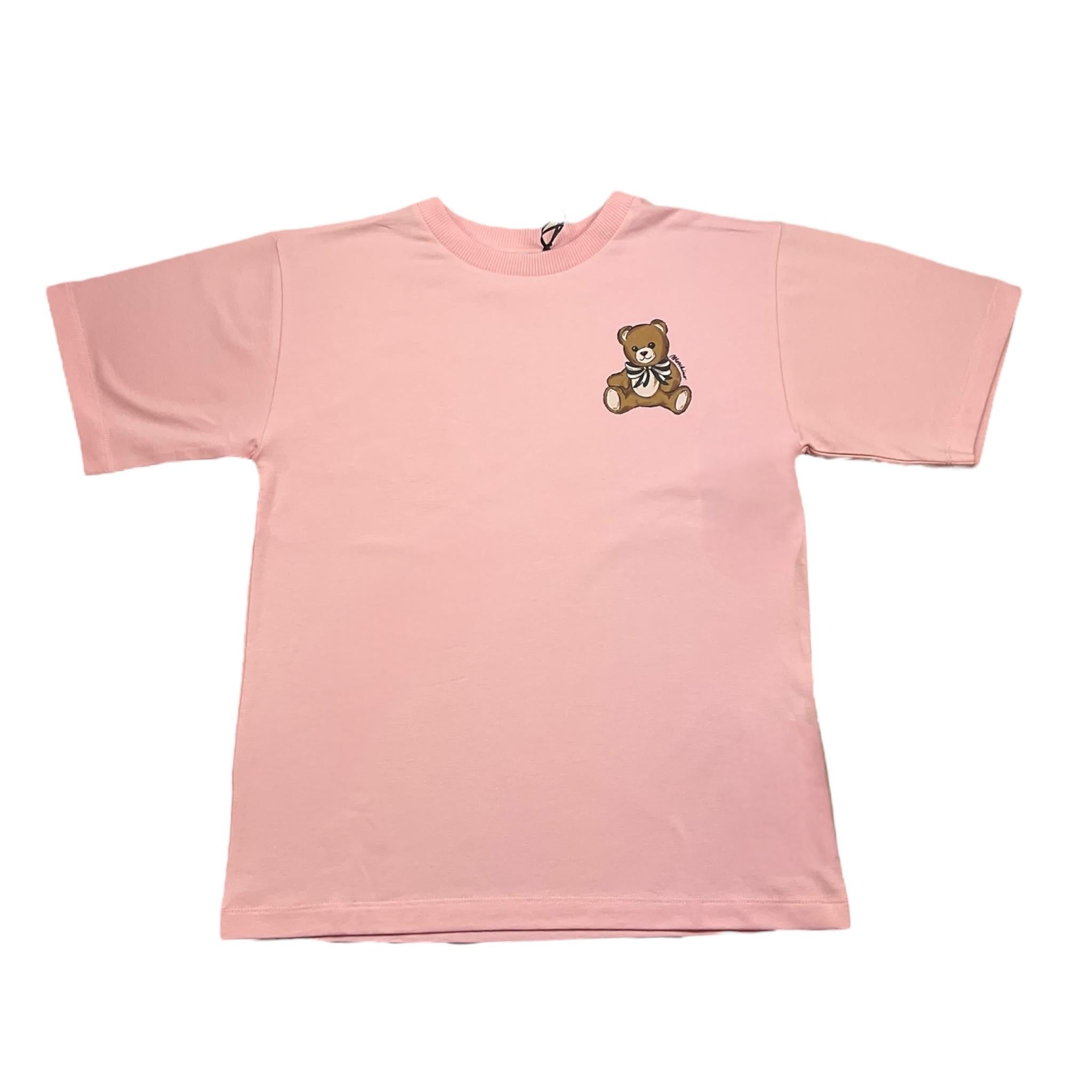 MOSCHINO t-shirt tinta unita girocollo con stampa Rosa per Bambina HKM060 ROSA MOSCHINO 