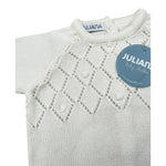 Juliana Pagliaccetto Mezza Manica tinta unita Cn Ricami Bianco per Neonato 25162X BIANCO JULIANA 