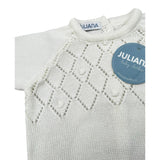 Juliana Pagliaccetto Mezza Manica tinta unita Cn Ricami Bianco per Neonato 25162X BIANCO JULIANA 