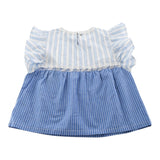 Ermanno Scervino Camicia Mezza Manica Fantasia A Righe Azzurro Per Bambina