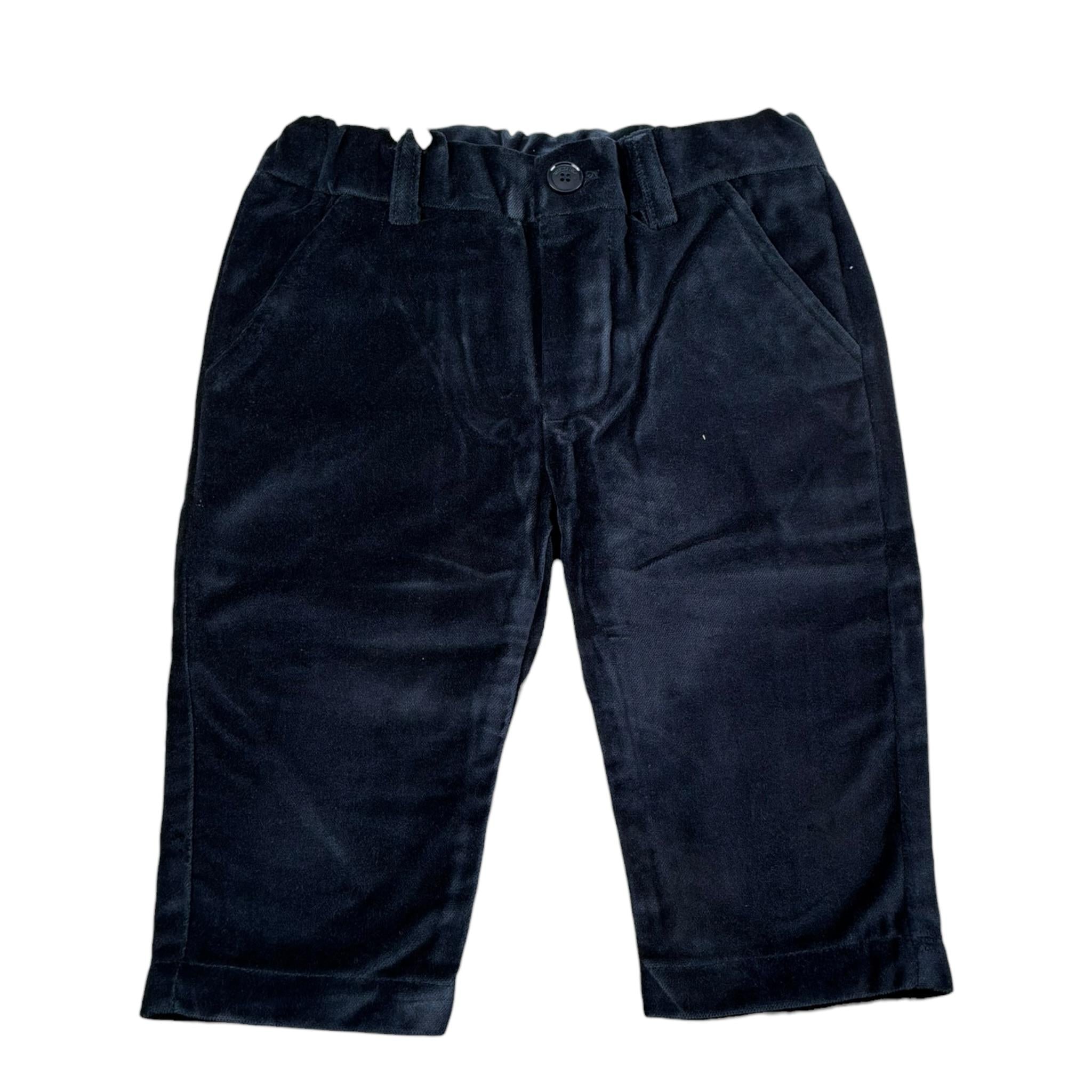 Mini Banda Pantalone Tinta Unita In Velluto per Neonato 3A620 BLU MINI BANDA 