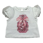 M+E' T-Shirt Girocollo Tinta Unita con Stampa per Bambina UE1856JX BIANCO M+E' 