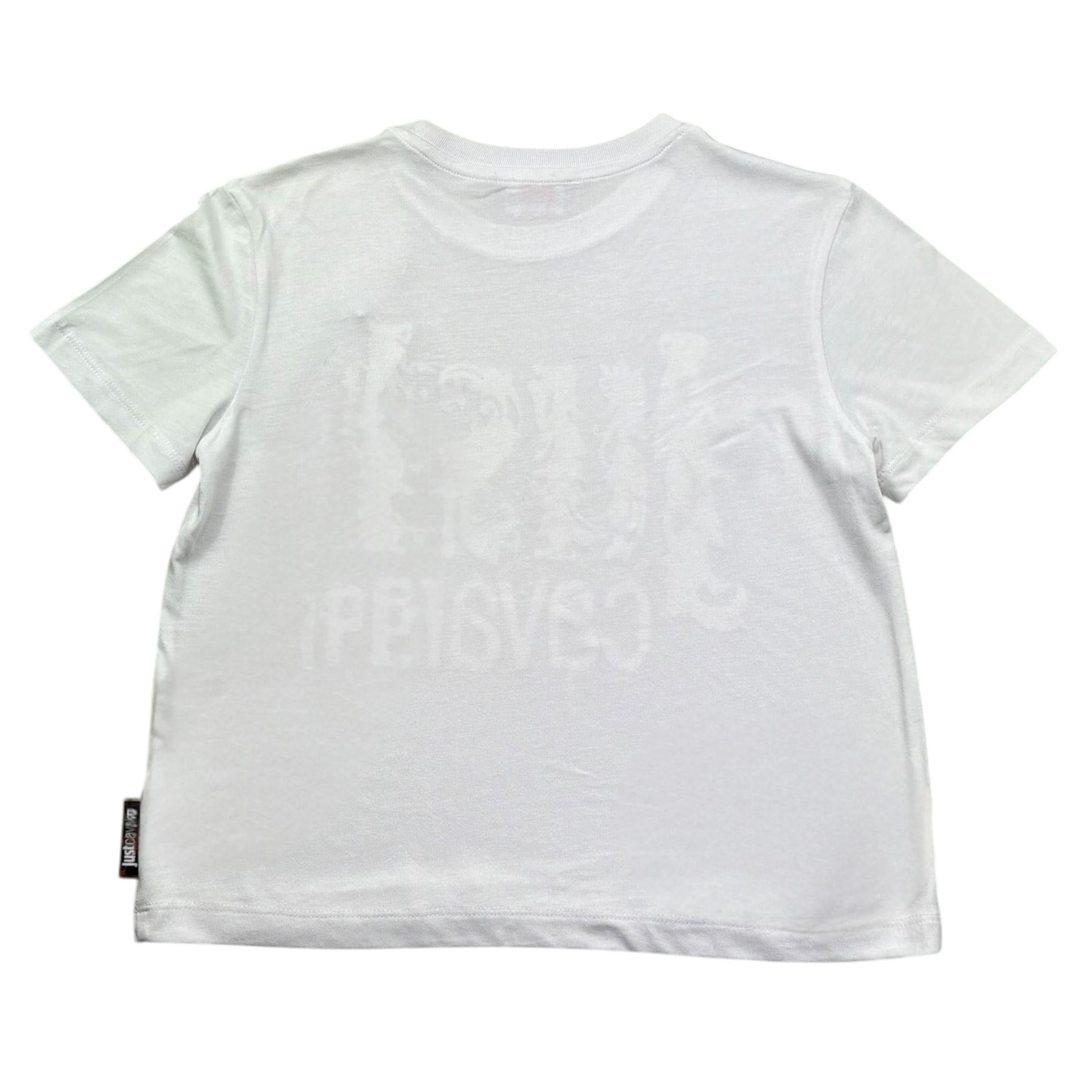 Just Cavalli T-Shirt Girocollo Tinta Unita con Stampe per Bambina JGP26085TS BIANCO JUST CAVALLI 