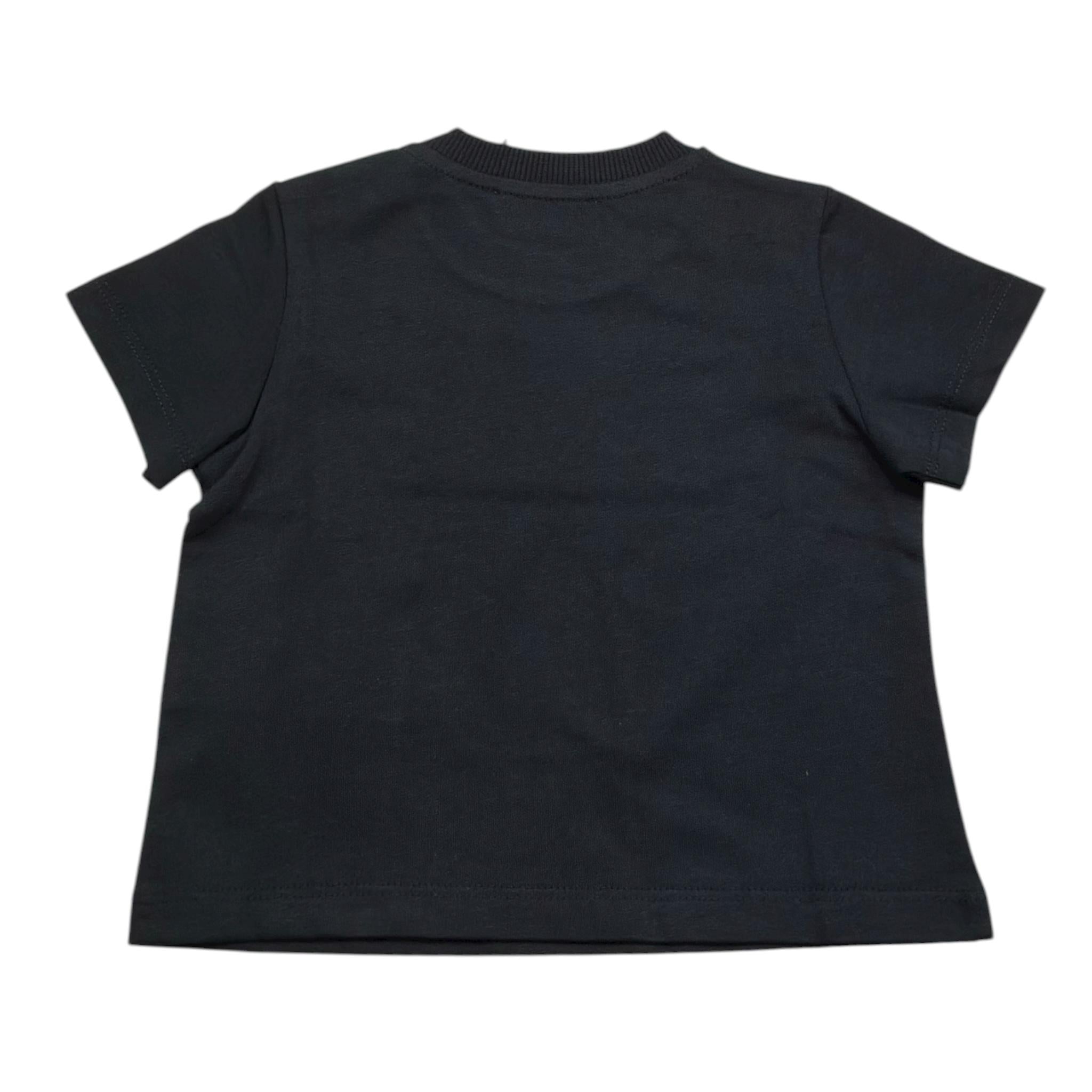 Moschino T-Shirt Girocollo Tinta Unita con Stampe In Contrasto per Neonato MUM04F NERO MOSCHINO 
