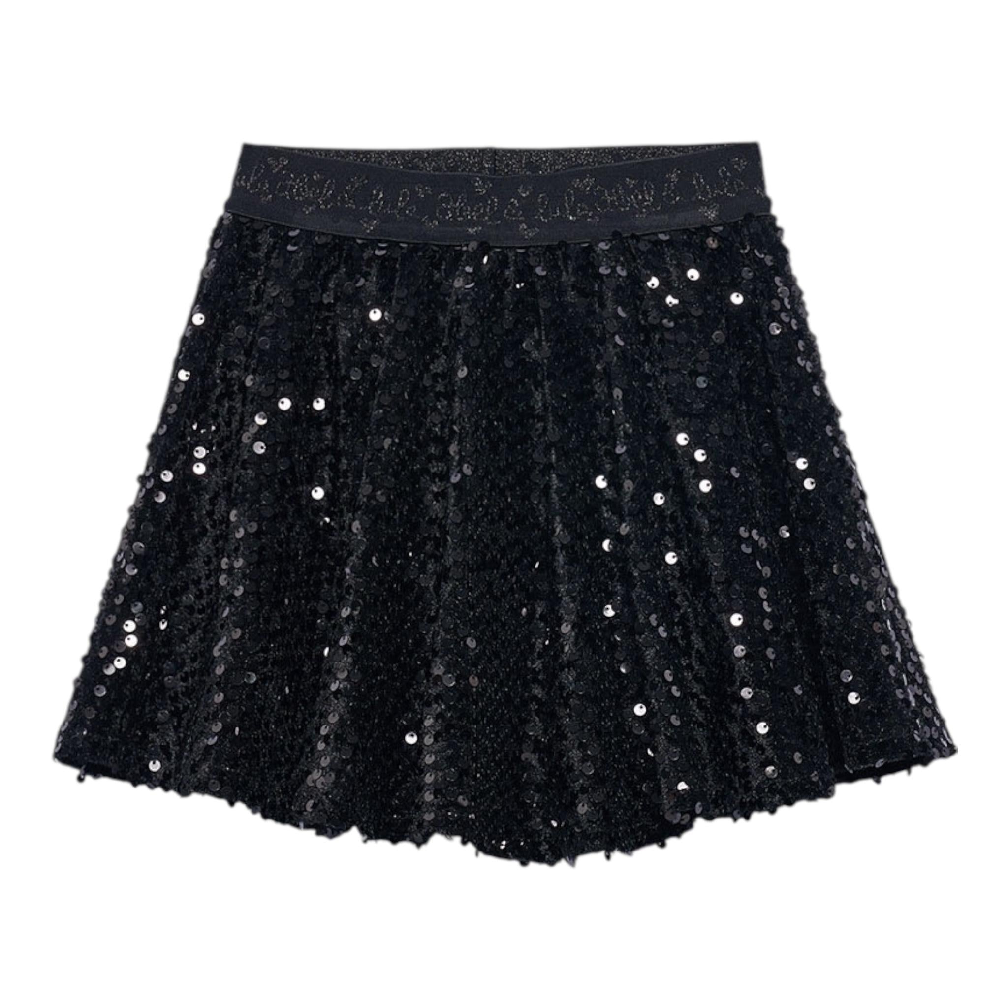 ABEL & LULA gonna tinta unita paillettata Nero per Bambina 5519 NERO ABEL & LULA 