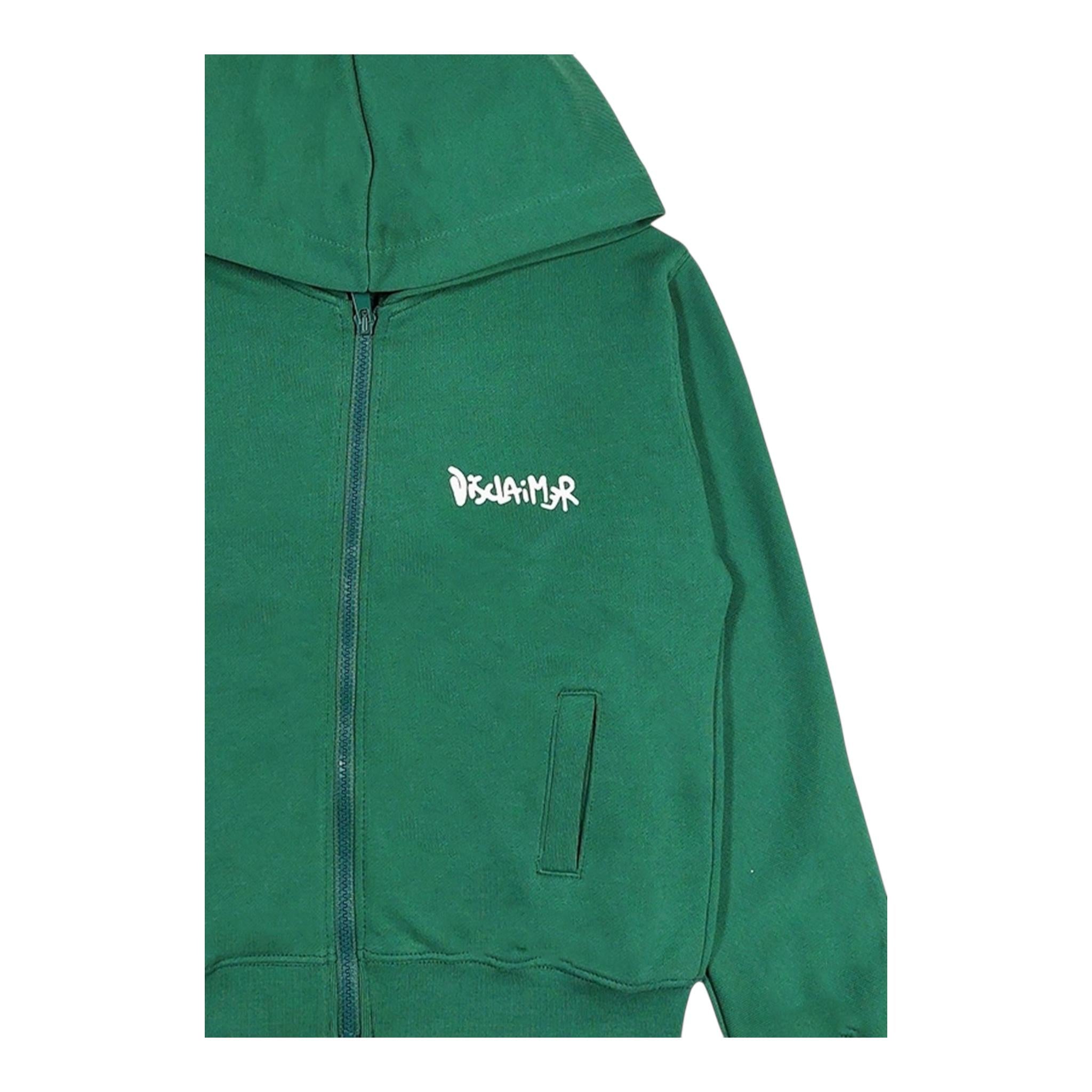 DISCLAIMER felpa con zip e cappuccio tinta unita con stampa Verde per Bambino 24IDK58243X VERDE DISCLAIMER 