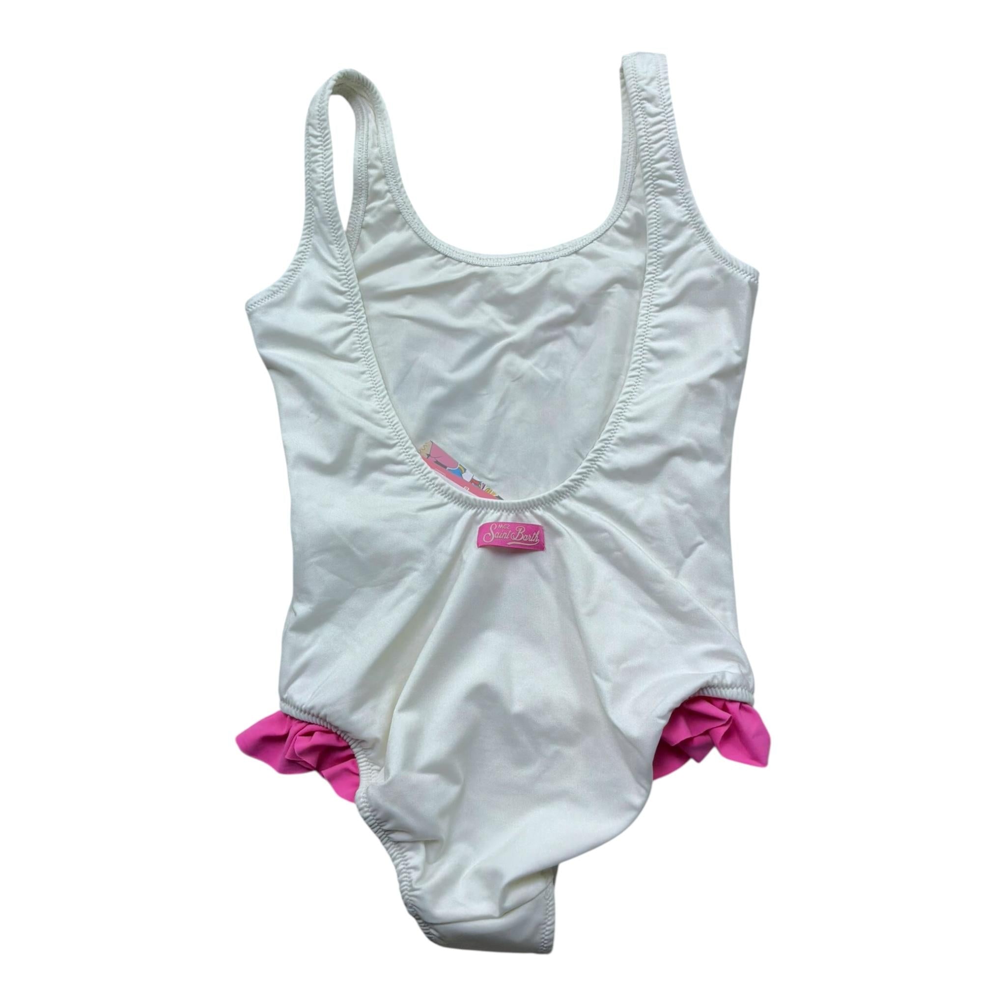 Saint Barth Costume Intero Tinta Unita con Stampa per Bambina TNA0001 PANNA SAINT BARTH 