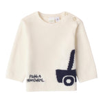 I DO maglia girocollo tinta unita con ricamo Panna per Neonato 4A207 PANNA I DO 