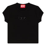 Diesel T-Shirt Girocollo tinta unita con Logo Nero per Bambina J01830XXXX NERO DIESEL 