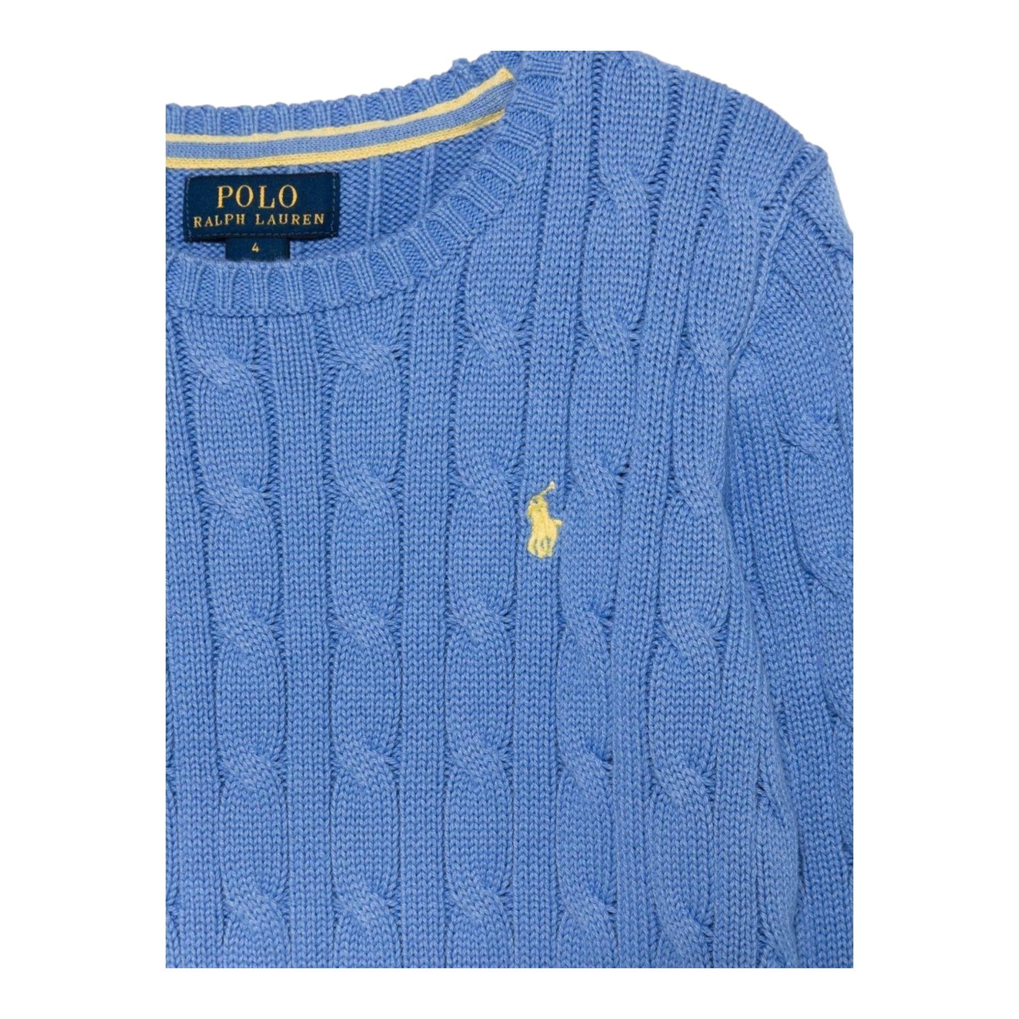 Ralph Lauren Maglia Girocollo Tinta Unita con Logo per Bambino 323702674016 AZZURRO RALPH LAUREN 