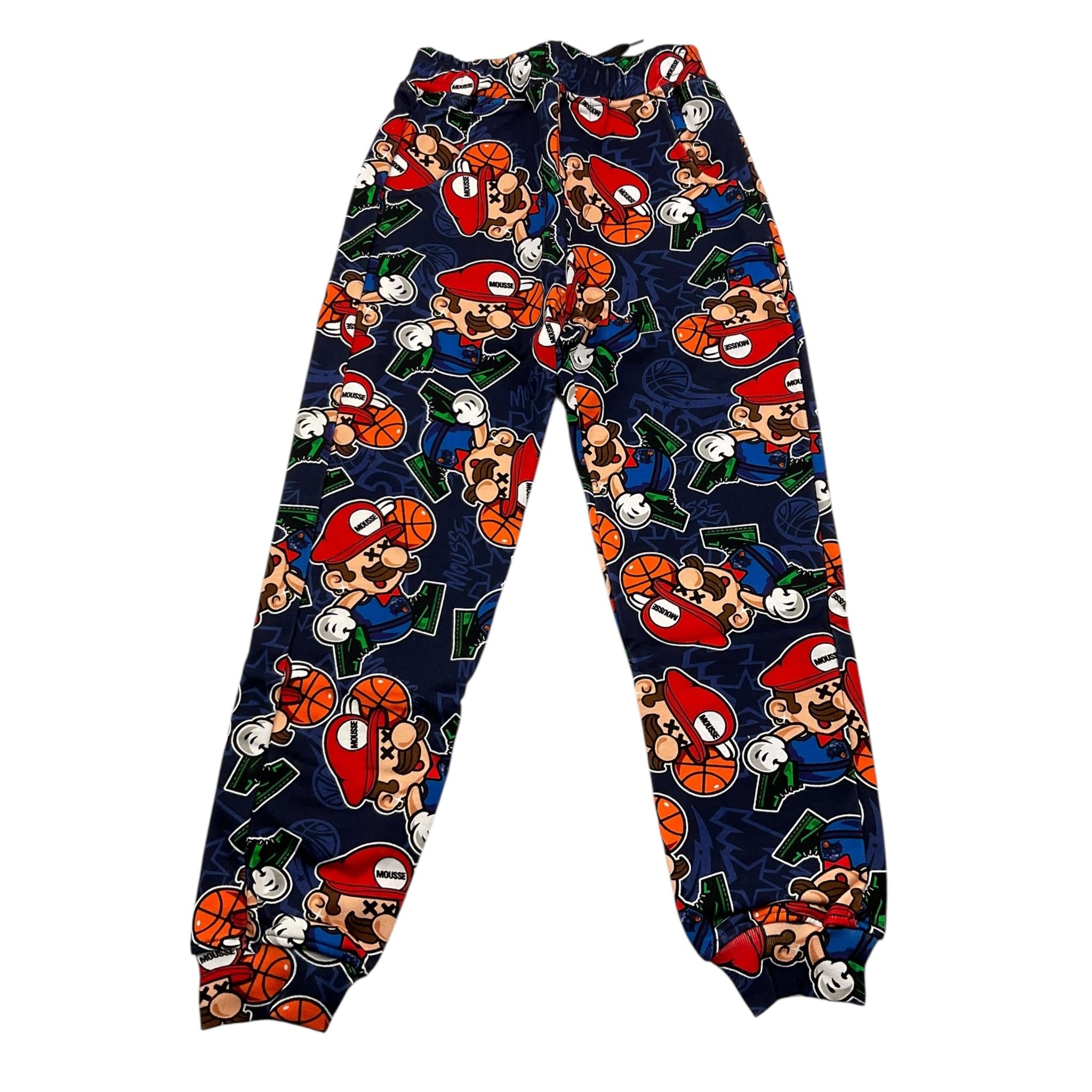 MOUSSE pantalone tuta tinta unita con stampe mario Blu per Bambino HKPG368 BLU MOUSSE 