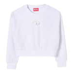 Diesel Felpa Chiusa Girocollo Tinta Unita con Logo per Bambina J01826X BIANCO DIESEL 