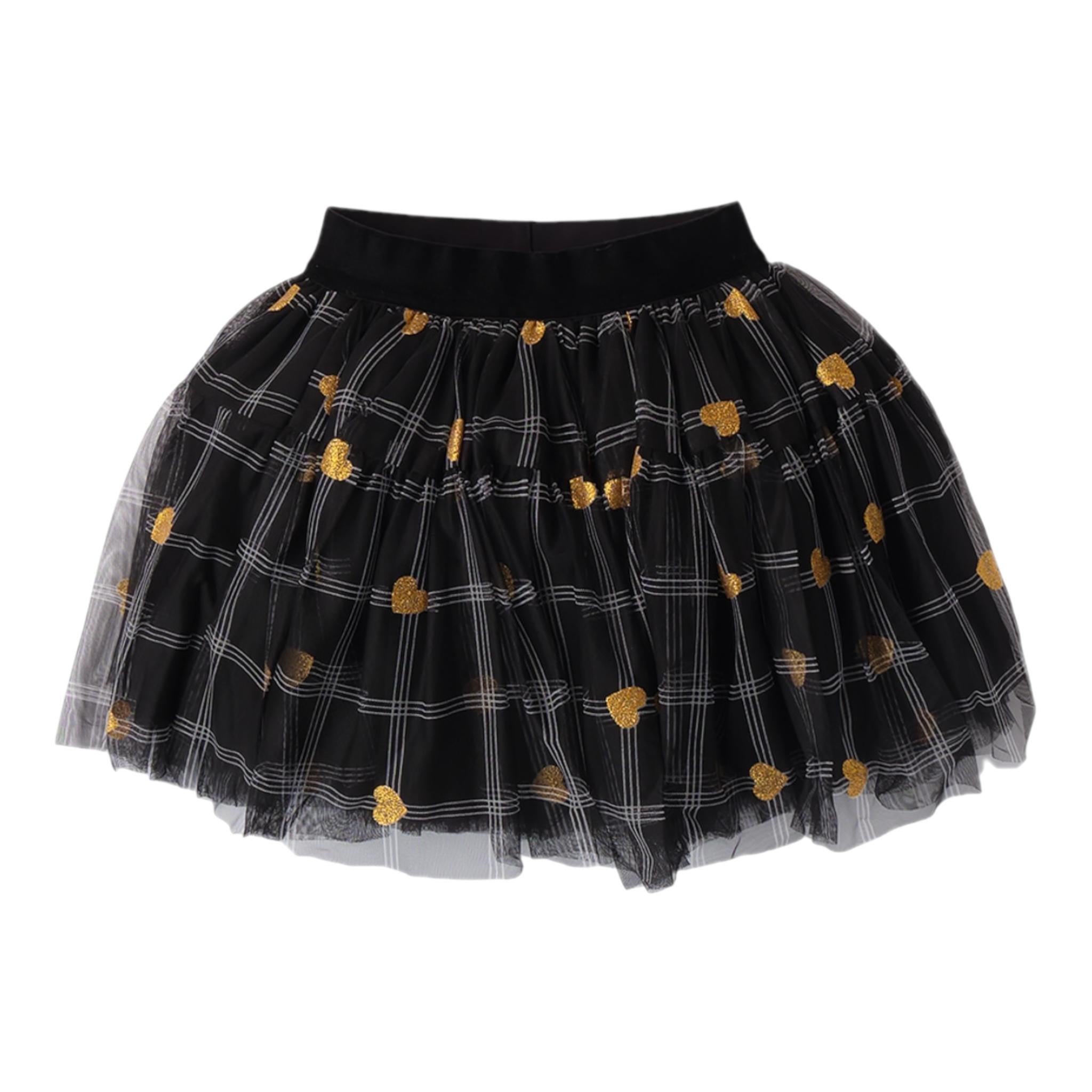 SARABANDA gonna tinta unita con fantasia e tulle Nero per Bambina A261J NERO SARABANDA 