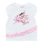 Monnalisa T-Shirt Girocollo Tinta Unita con Stampa per Bambino 19E606 BIANCO MONNALISA 