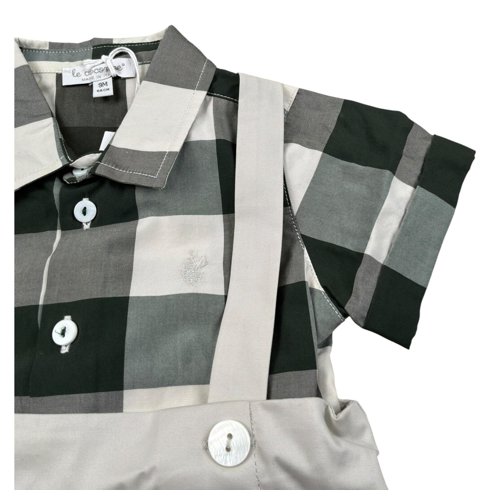 Le Coconne Completo 2 Pezzi Camicia-Salopette per Neonato LCN1097 BEIGE LE COCONNE 