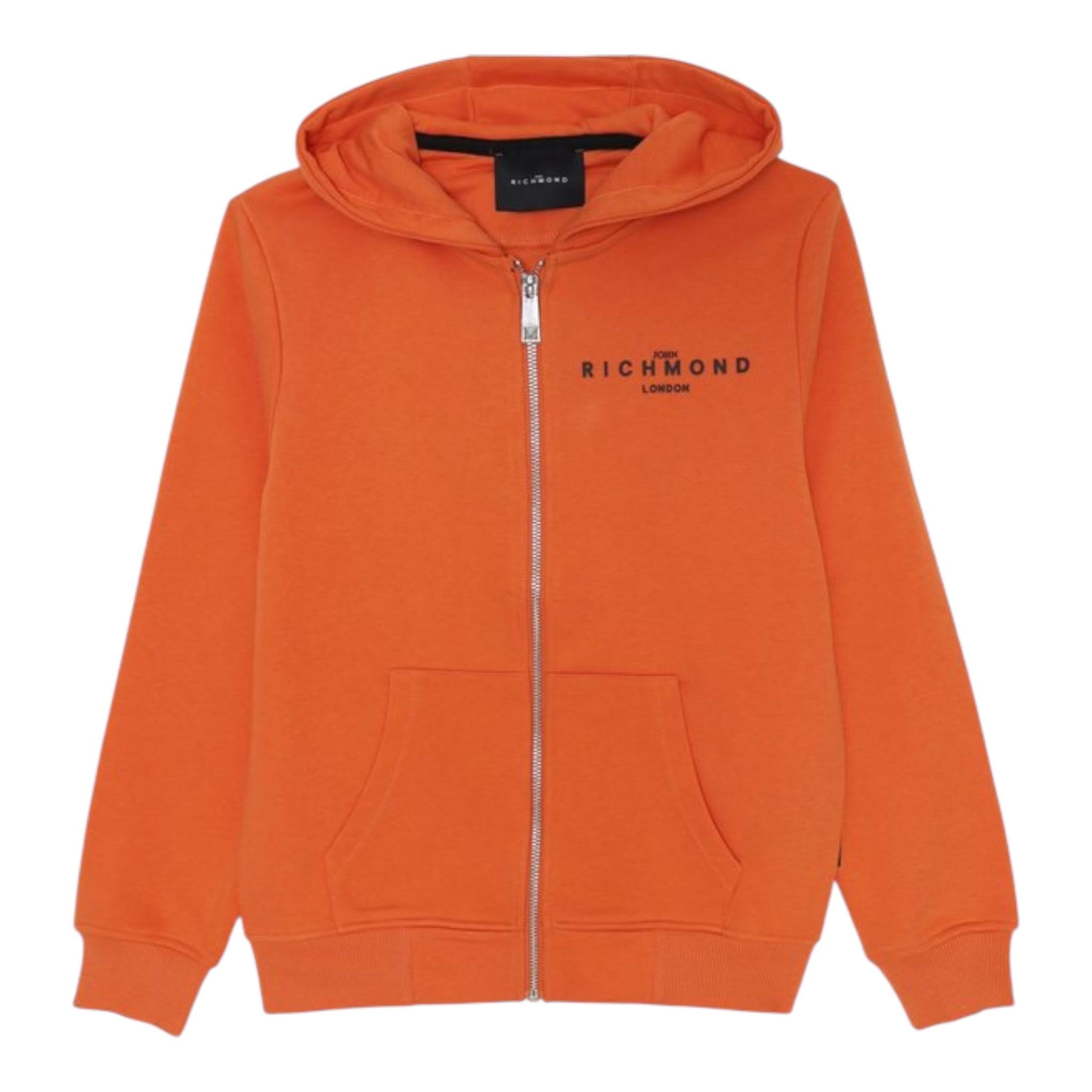 John Richmond Felpa Tinta Unita con Zip E Cappuccio per Bambino RBP25004FEJX ARANCIONE JOHN RICHMOND 