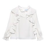 ABEL & LULA camicia manica lunga tinta unita con rouches Bianco per Bambina 5677 BIANCO ABEL & LULA 