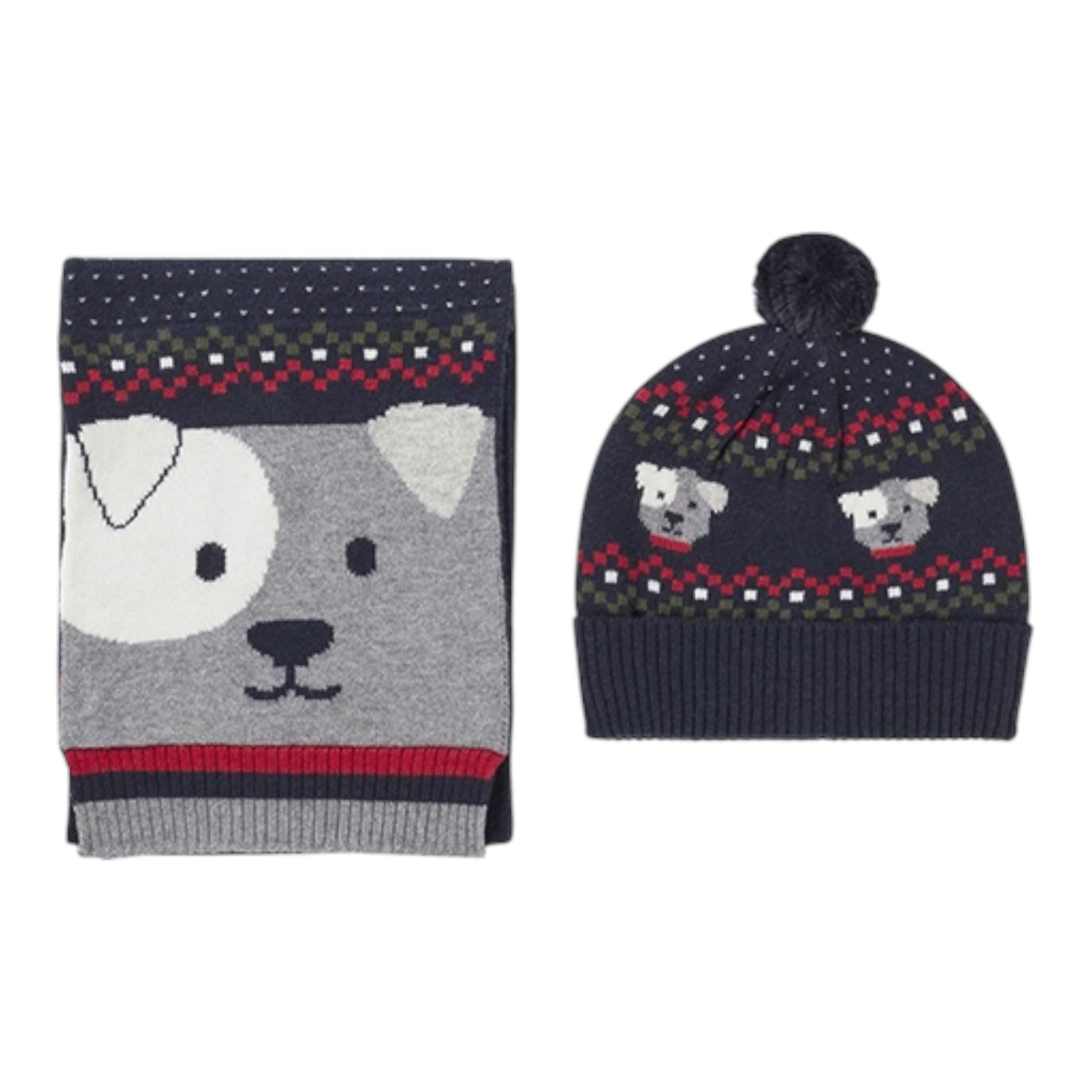 MAYORAL set sciarpa-cappello tinta unita con stampa Blu per Neonato 10533 BLU MAYORAL 