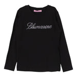 MISS BLUMARINE shirt girocollo tinta unita con stampa brillantinata Nero per Bambina IF4097 NERO MISS BLUMARINE 
