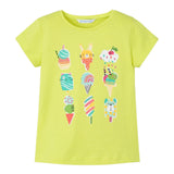 Mayoral T-Shirt Girocollo Tinta Unita con Stampa per Bambina 301432 VERDE MAYORAL 
