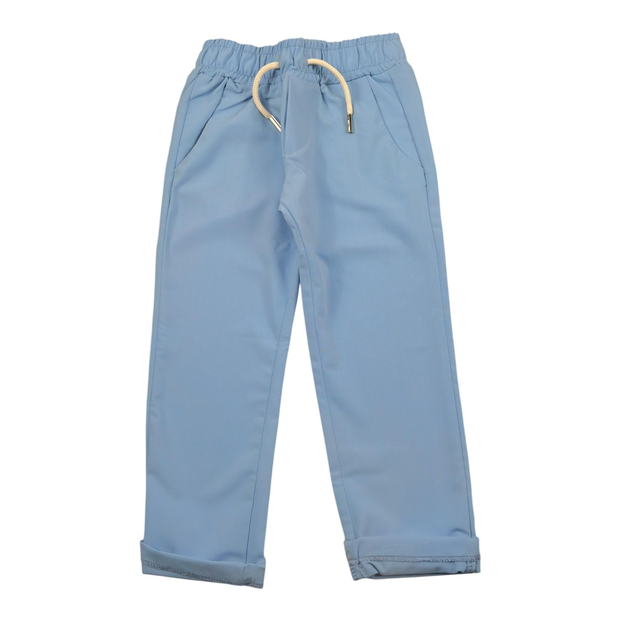 Over-D Pantalone tinta unita con Elastico In Vita Azzurro per Bambino PNSO2005 AZZURRO OVER-D 