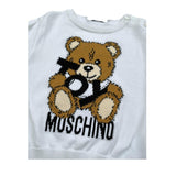 Moschino Maglia Girocollo Tinta Unita con Orso per Neonato M5W00J BIANCO MOSCHINO 