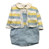 Marlu' Completo 3 Pezzi Camicia-Cardigan-Pagliaccetto Azzurro Per Neonato