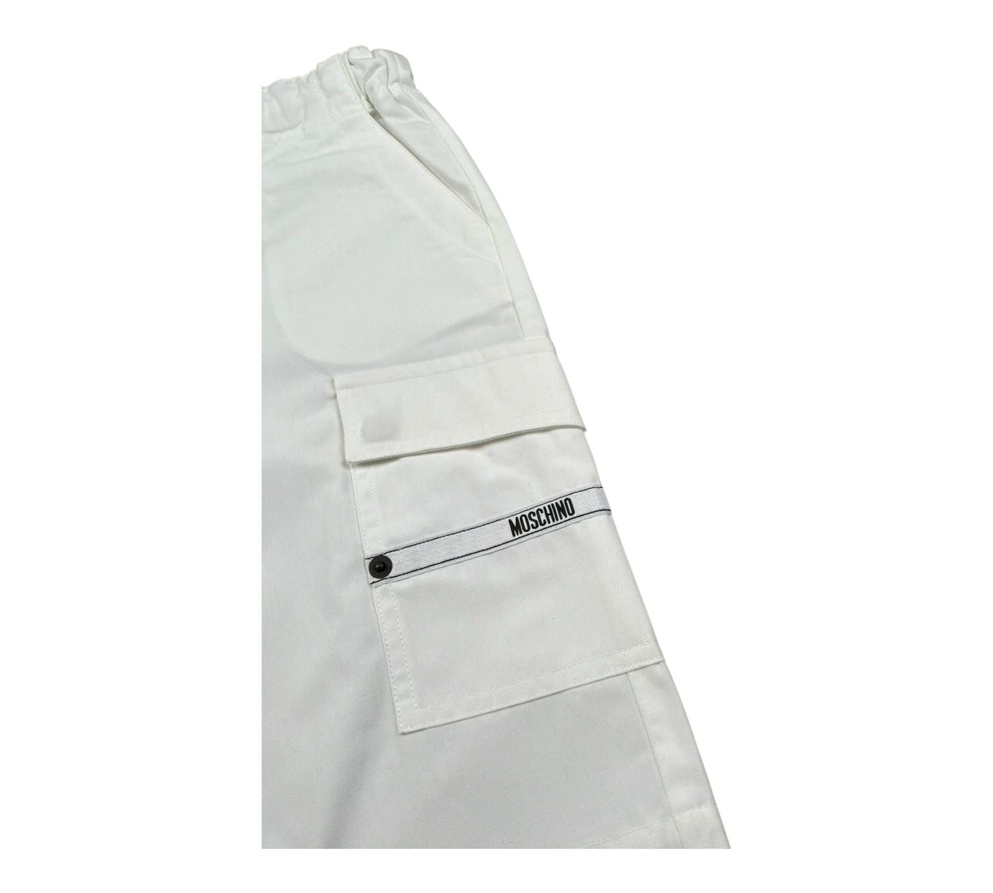 Moschino Bermuda Tinta Unita con Elastico In Vita per Bambino HUQ02I BIANCO MOSCHINO 