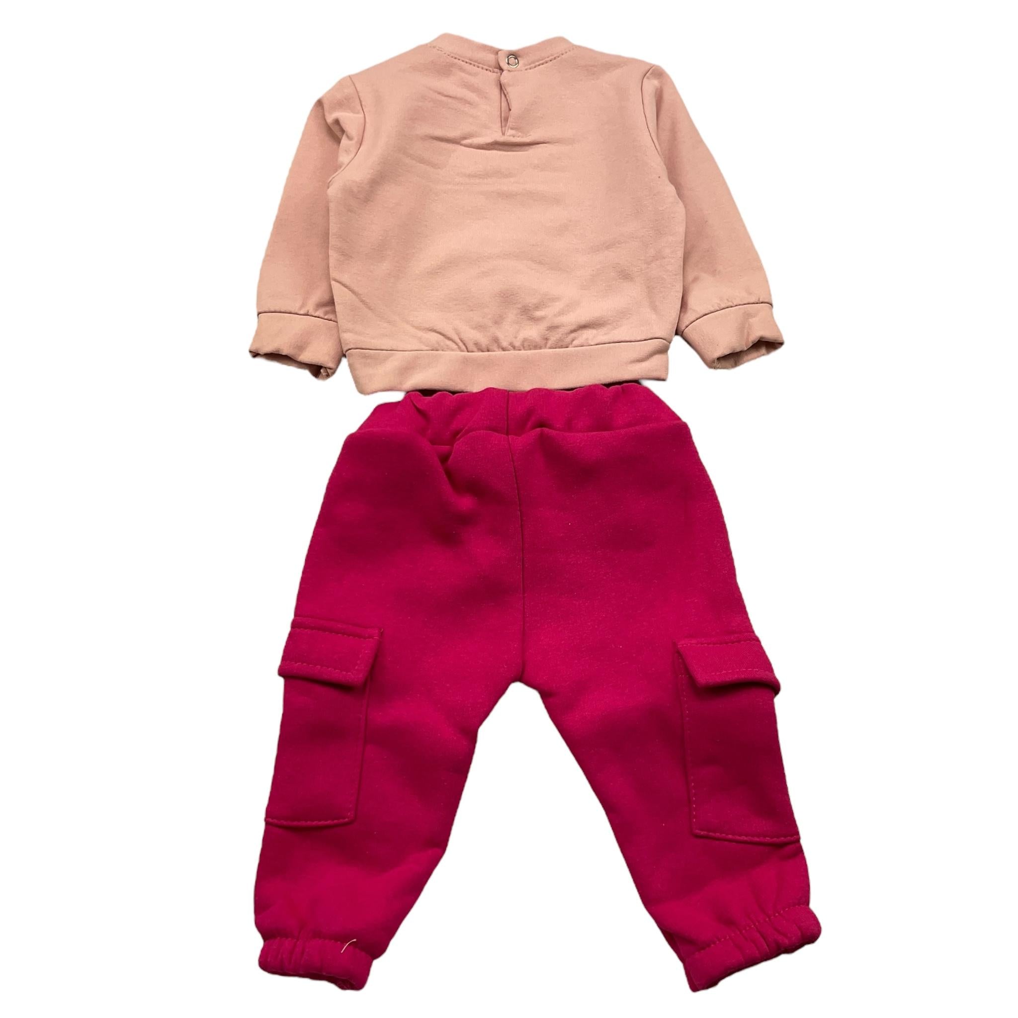FUN PARIS completo 2 pezzi felpa-pantalone bicolore Rosa/fuxia per Neonata 0062 ROSA/FUXIA FUN PARIS 