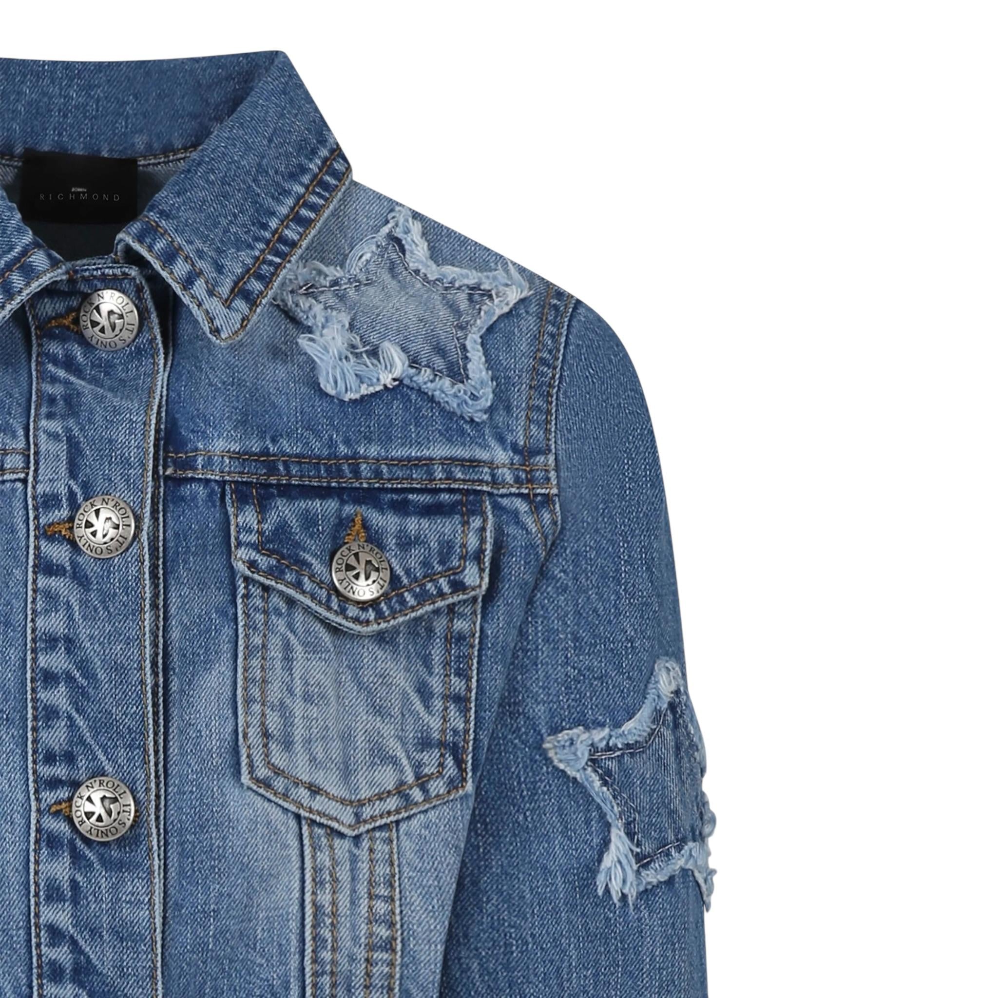 John Richmond Giubbino In Denim Tinta Unita per Bambina RGP25124GB AZZURRO JOHN RICHMOND 