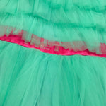 Met Abito Tinta Unita In Tulle con Logo Brillantinato per Bambina ME262 VERDE/FUXIA MET 