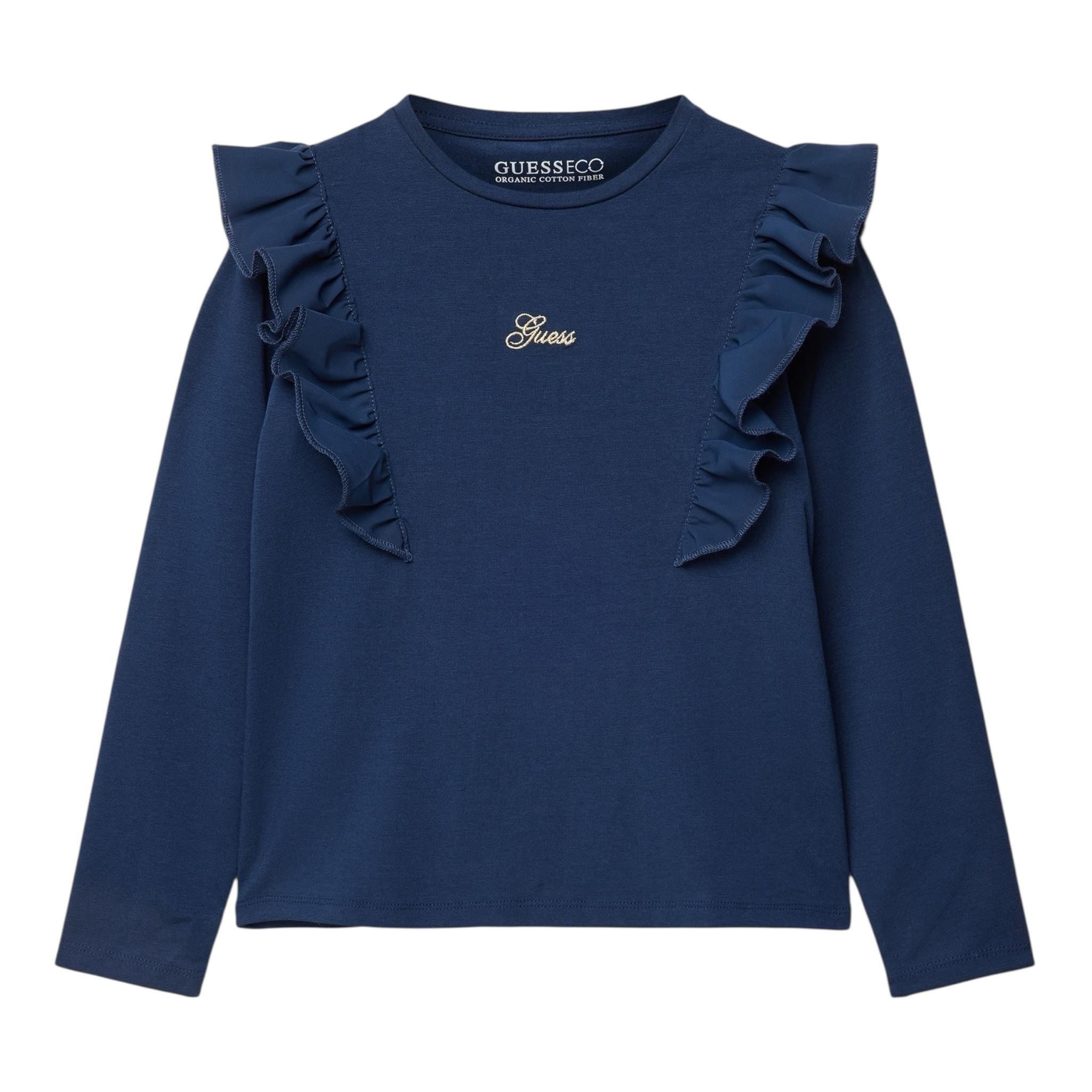 GUESS shirt girocollo tinta unita con rouches Blu per Neonata K4YI30K6YW4 BLU GUESS 