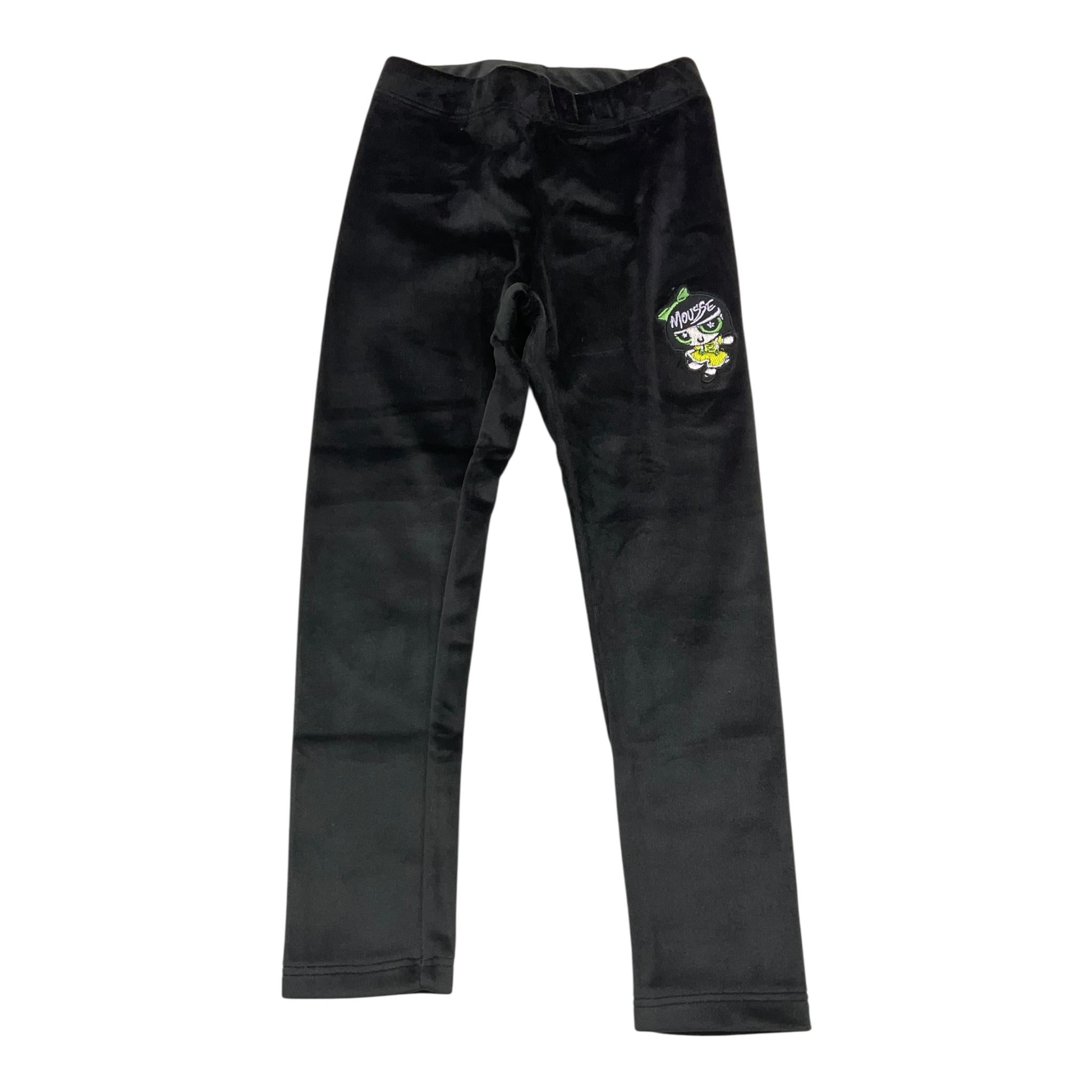 MOUSSE leggins tinta unita in velluto con stampa Nero per Bambina HKLB362B NERO MOUSSE 
