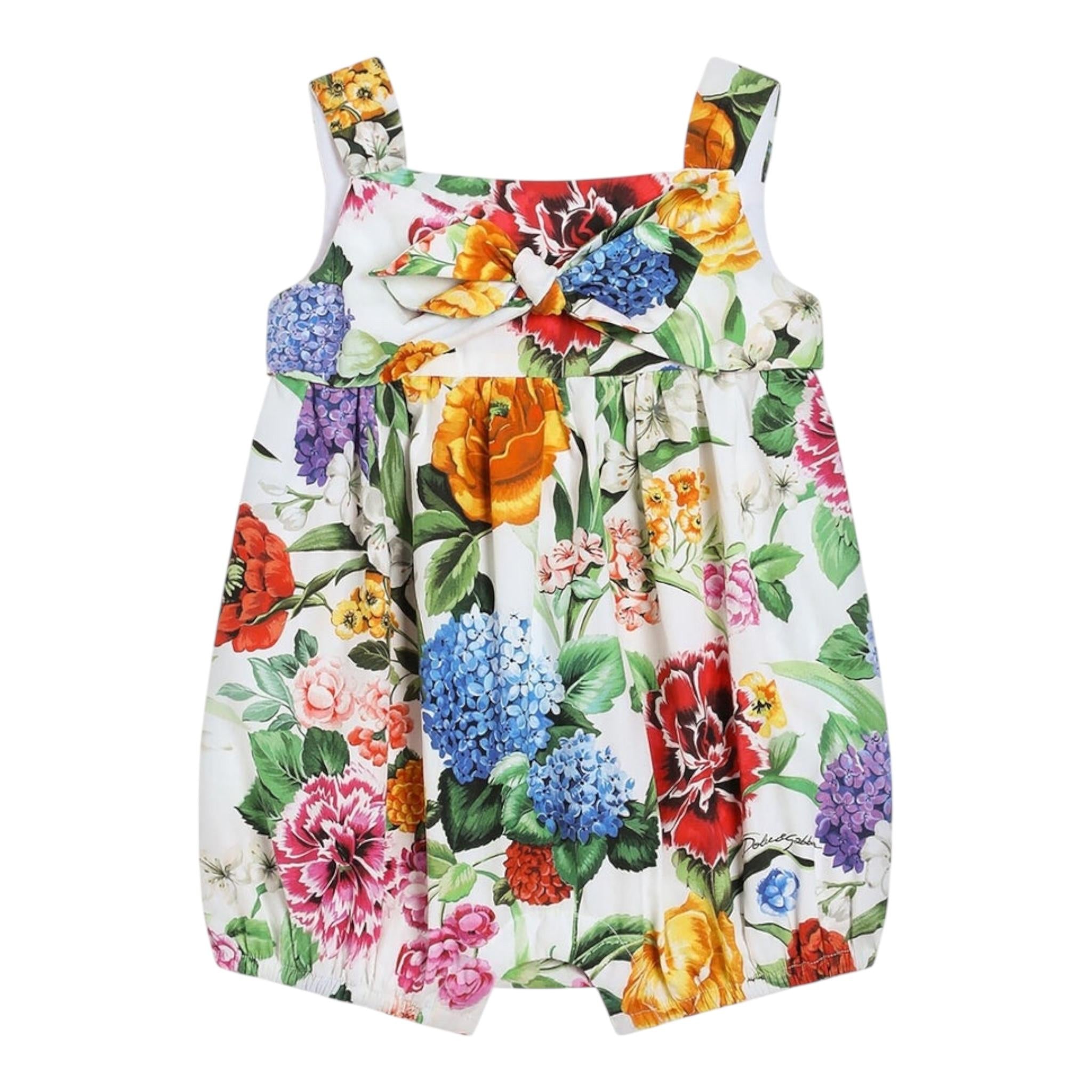 Dolce & Gabbana Pagliaccetto Tinta Unita con Stampa per Neonata L22O03 BIANCO DOLCE & GABBANA 