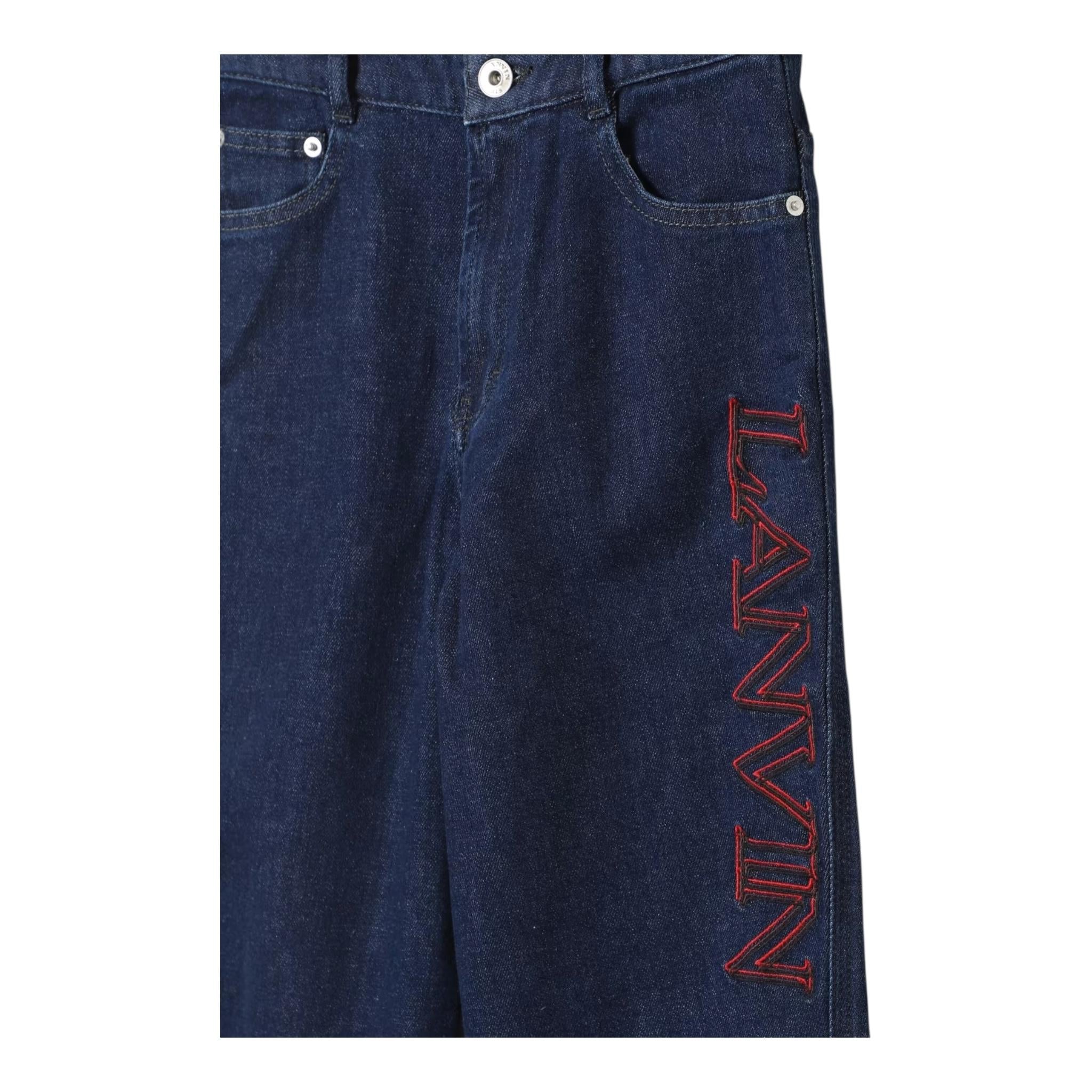 LANVIN jeans tinta unita cn logo Blu per Bambino N30132 BLU LANVIN 